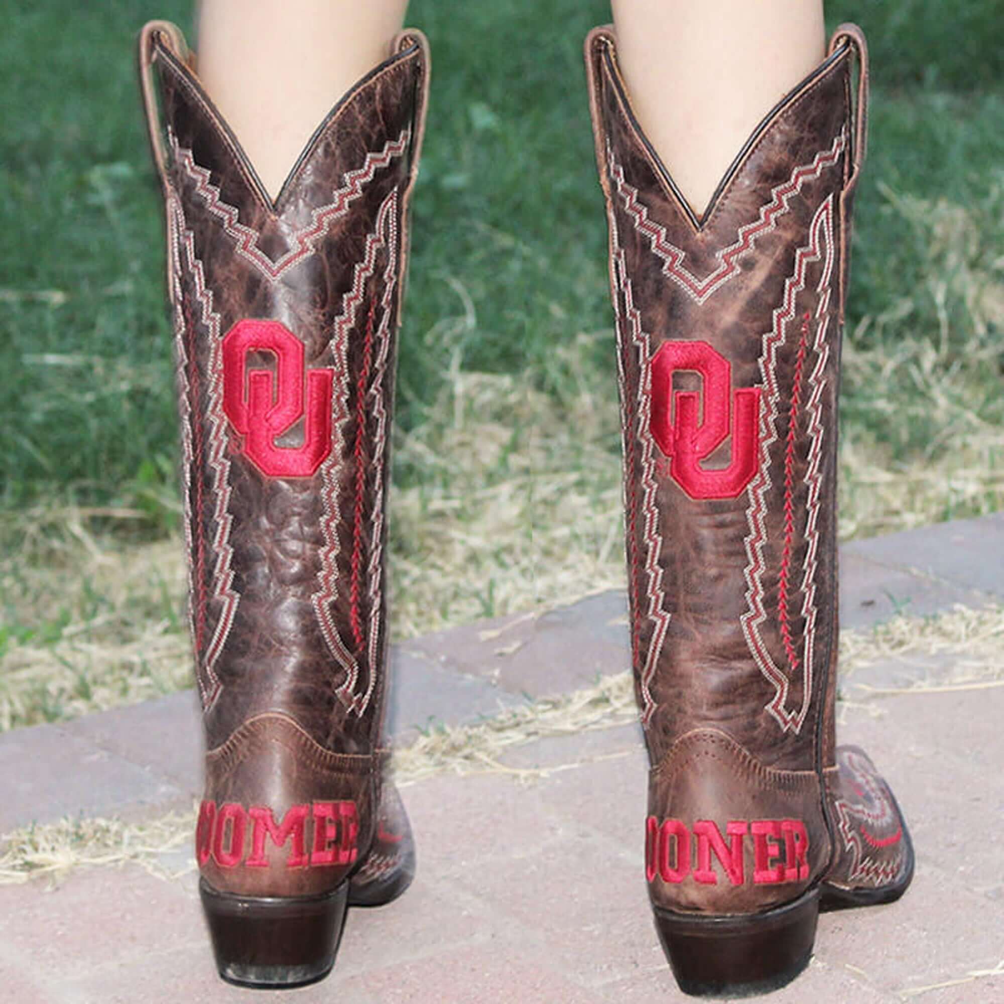 Women's Universtiy of Oklahoma Sooners Cowgirl Boots | Brown Snip Toe Boots | Officially Licensed | Naomi