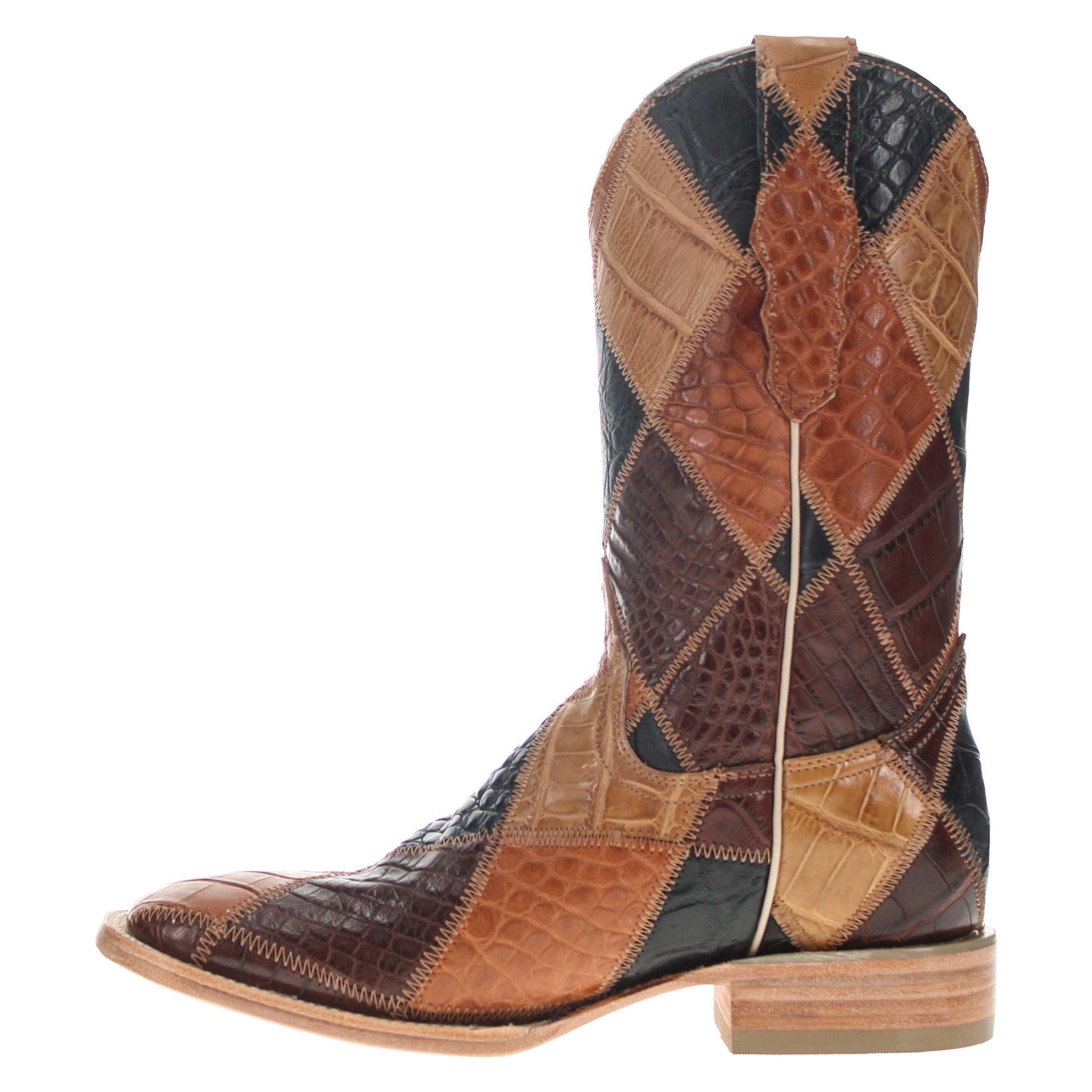 Men's Multi Patch Alligator belly Cowboy Boots Patton by Vaccari Core