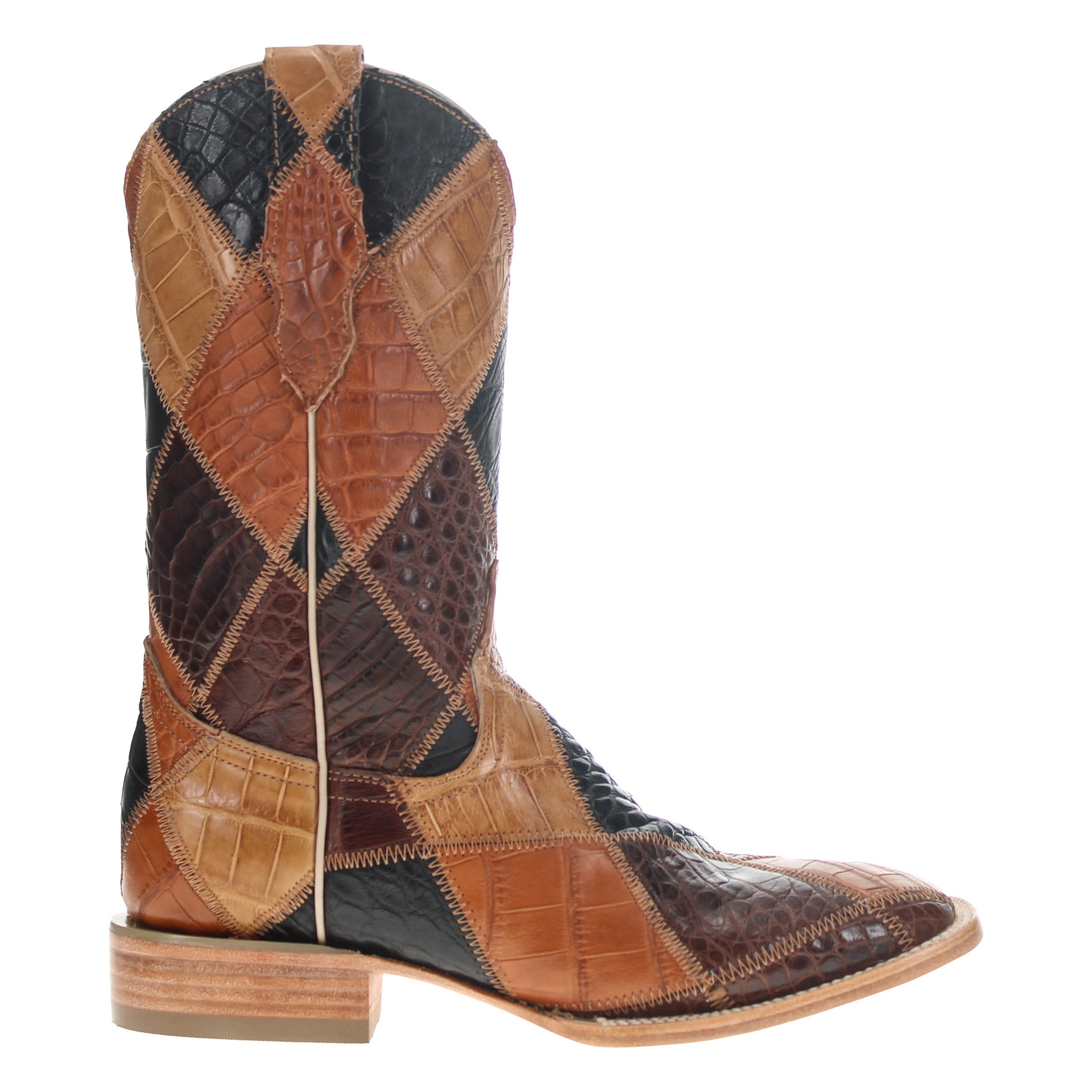 Men's Multi Patch Alligator belly Cowboy Boots Patton by Vaccari Core