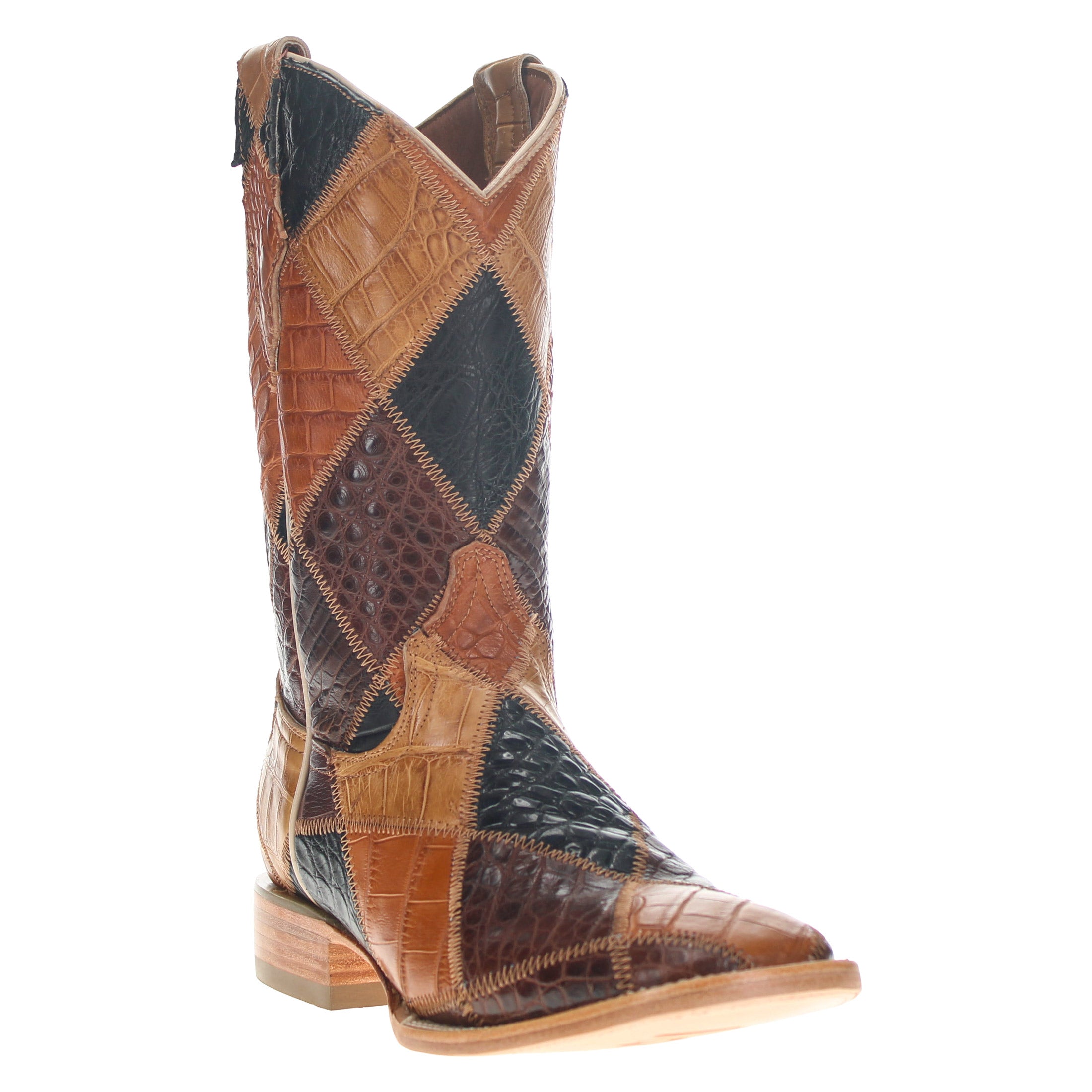 Men's Multi Patch Alligator belly Cowboy Boots Patton by Vaccari Core