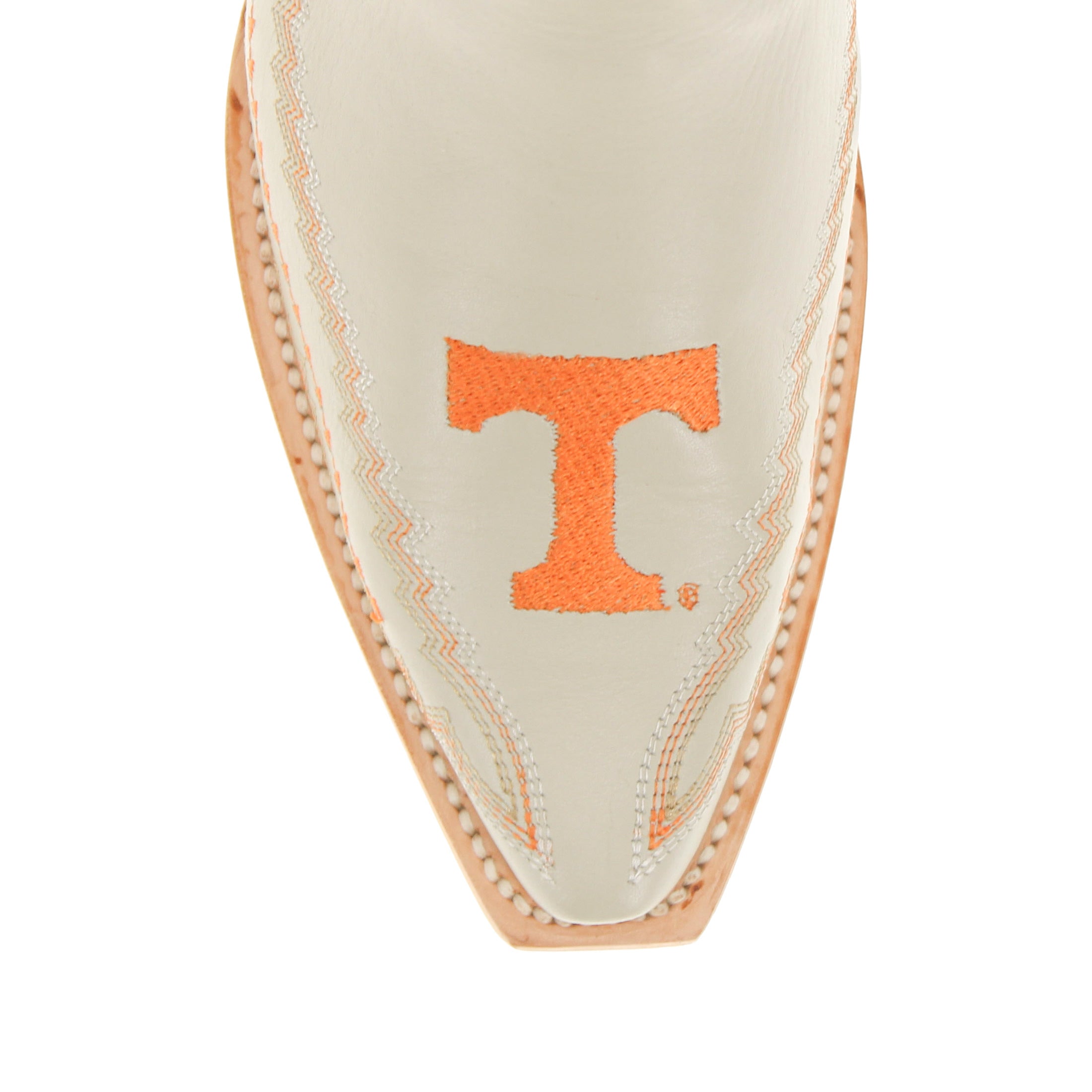 Women's University of Tennessee Cowgirl Boots Bone Leather Snip Toe Boots by Vaccari