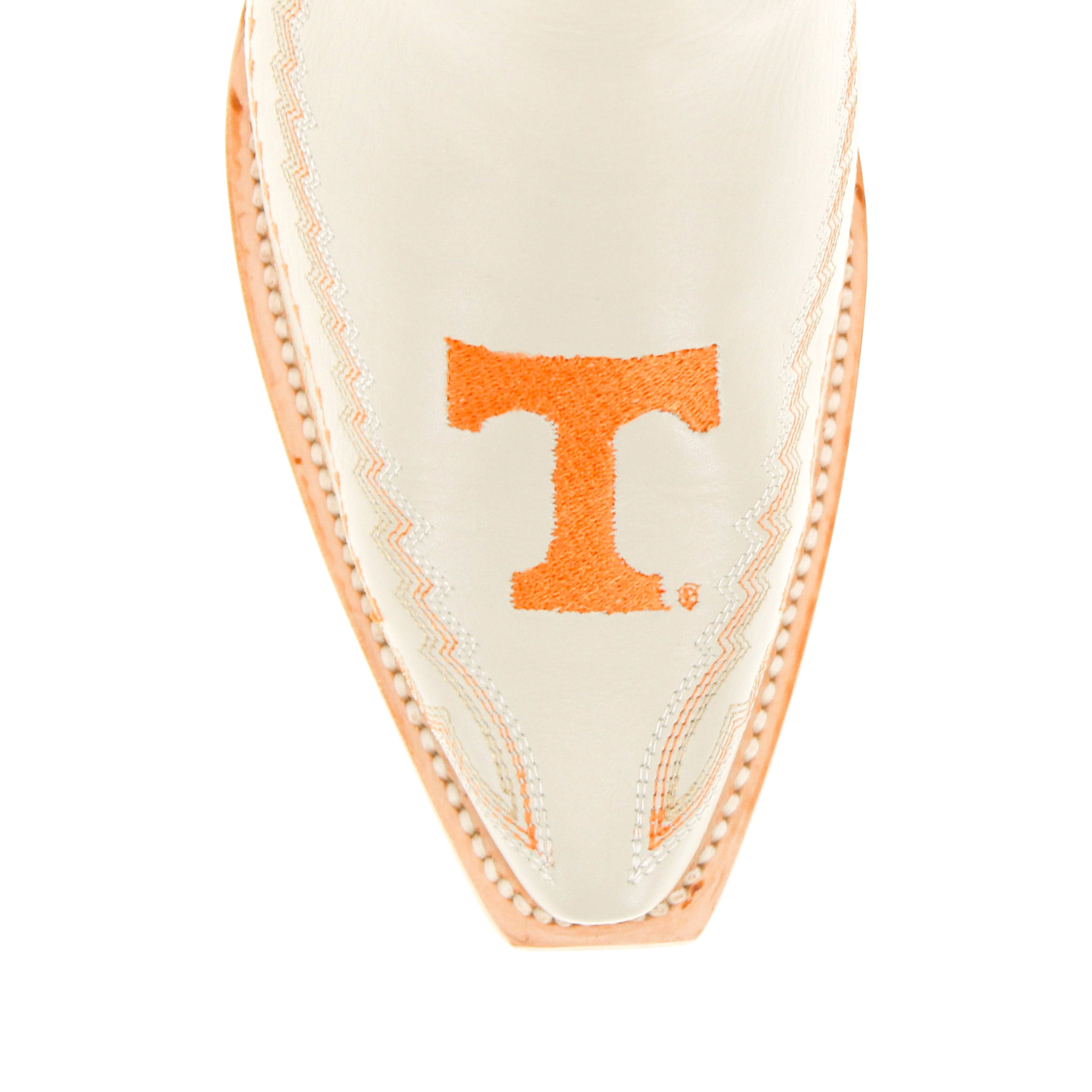 Women's University of Tennessee Cowgirl Boots Bone Leather Snip Toe Boots by Vaccari