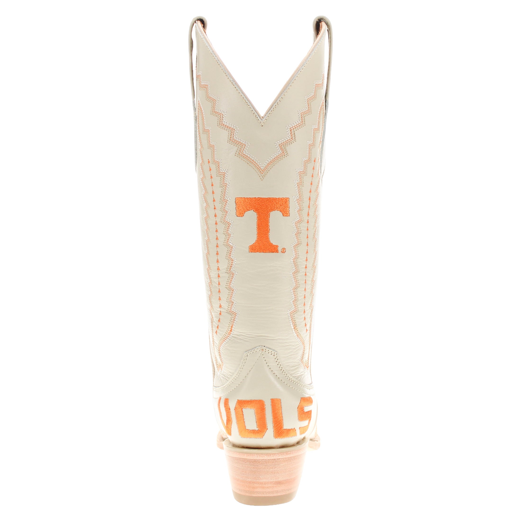 Women's University of Tennessee Cowgirl Boots Bone Leather Snip Toe Boots by Vaccari