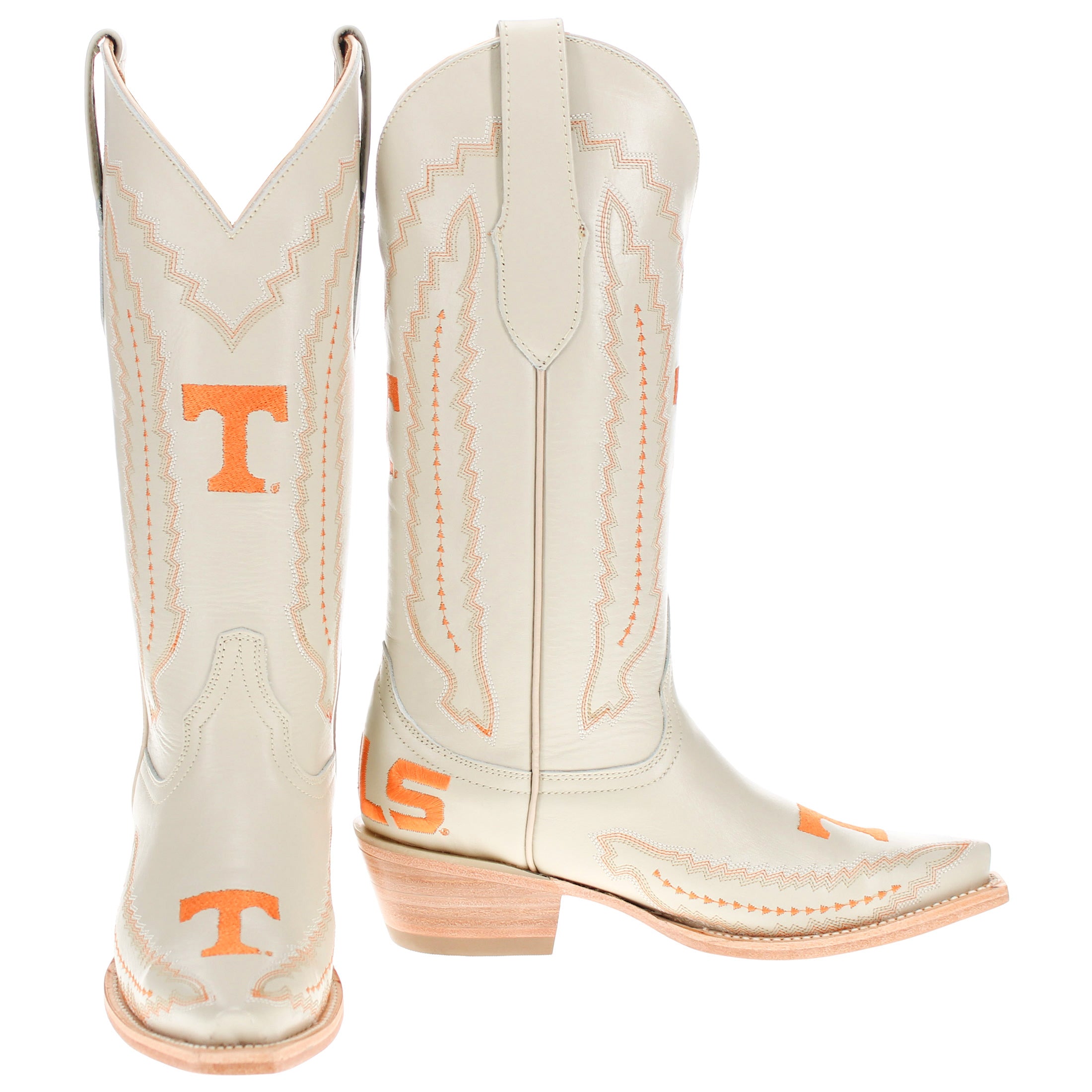 Women's University of Tennessee Cowgirl Boots Bone Leather Snip Toe Boots by Vaccari