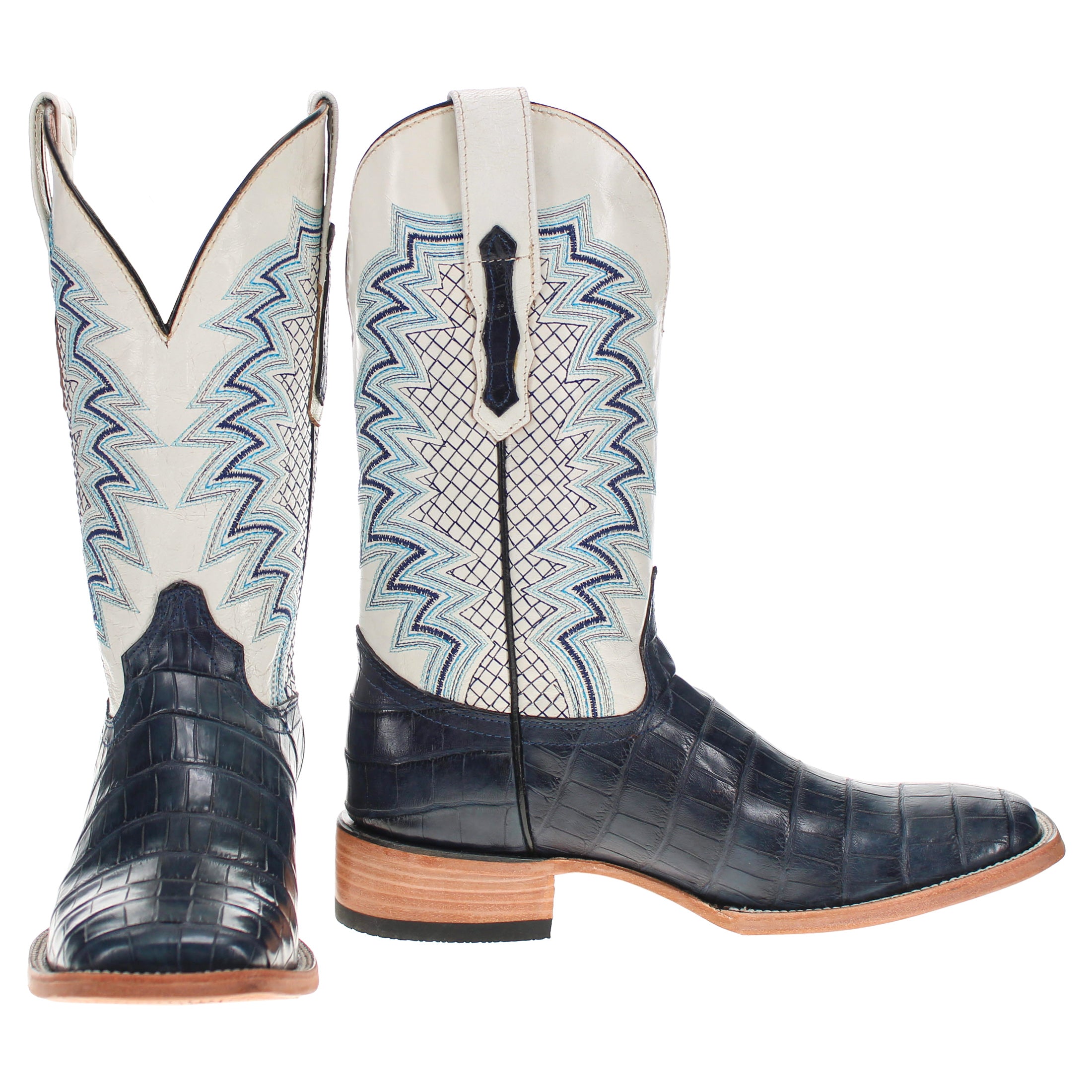 Men's Navy Blue American Alligator Tail BS Toe Cowboy Boots by Vaccari