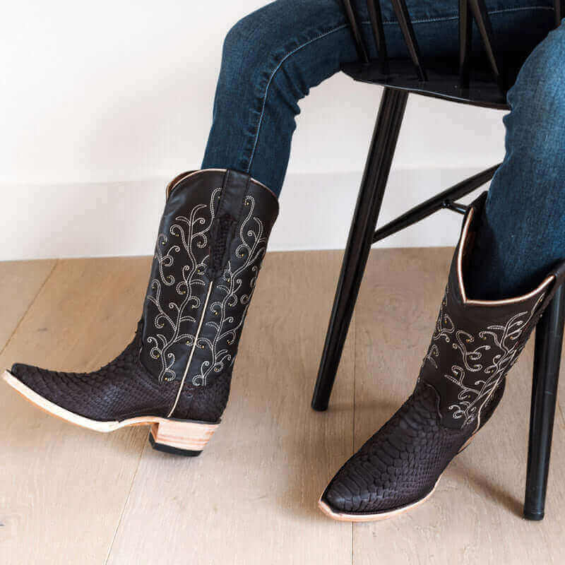 Women's Mocha Python Cowgirl Boots Piper by Vaccari Core