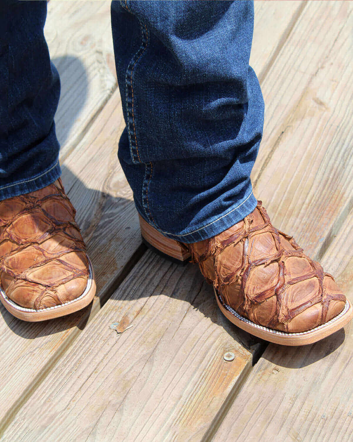 Pecan Pirarucu Fish Men's Cowboy Boots Dylan by Vaccari Core