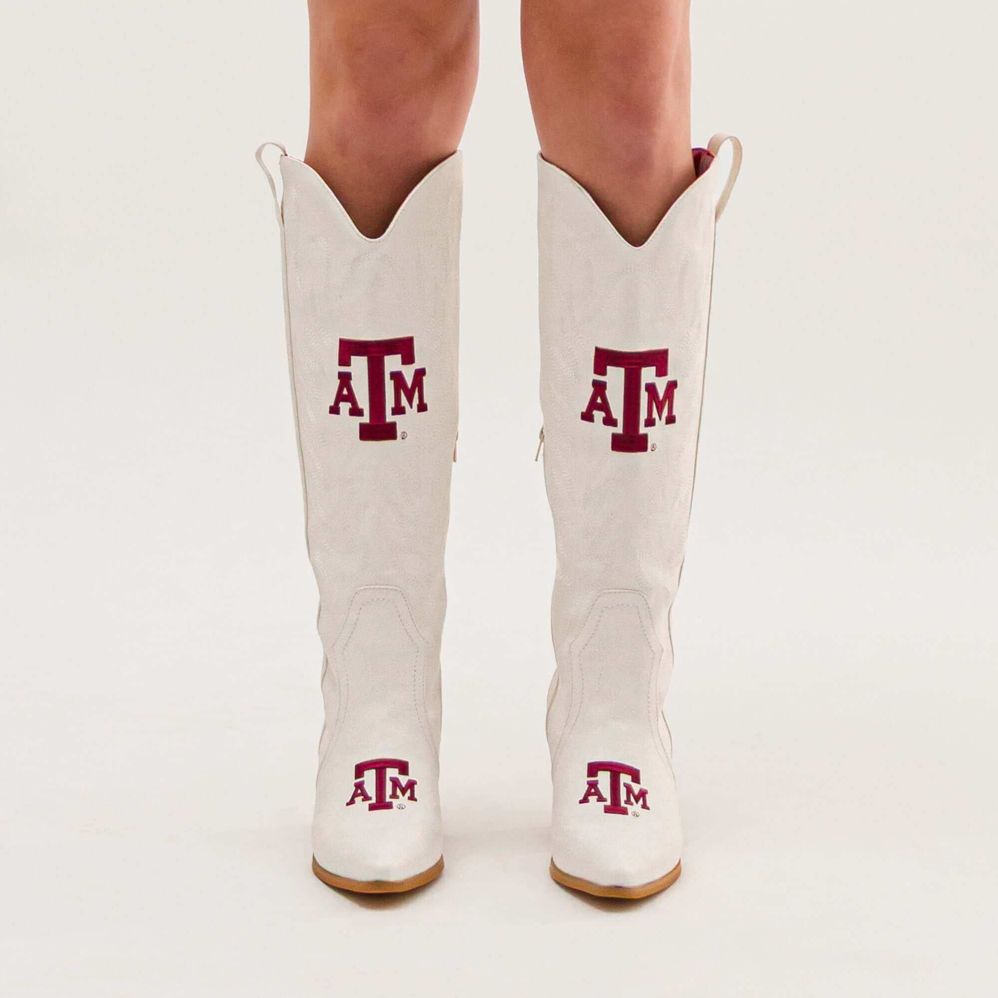 Texas A&M University Blair Tall White Boot By V By Vaccari