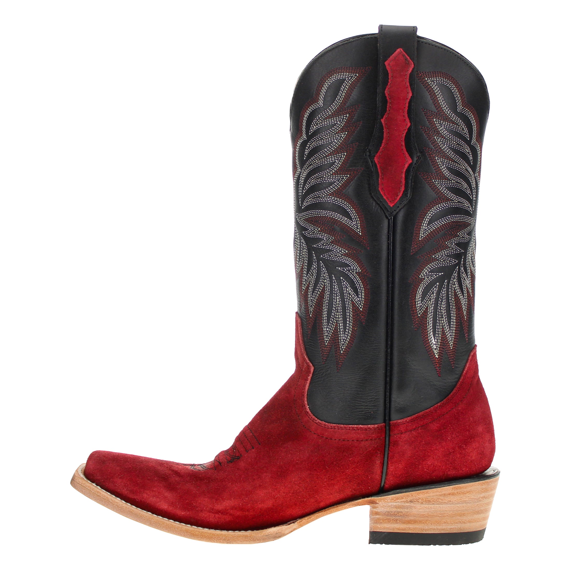 Men's Red Suede Vamp JW Toe Cowboy Boots by Vaccari