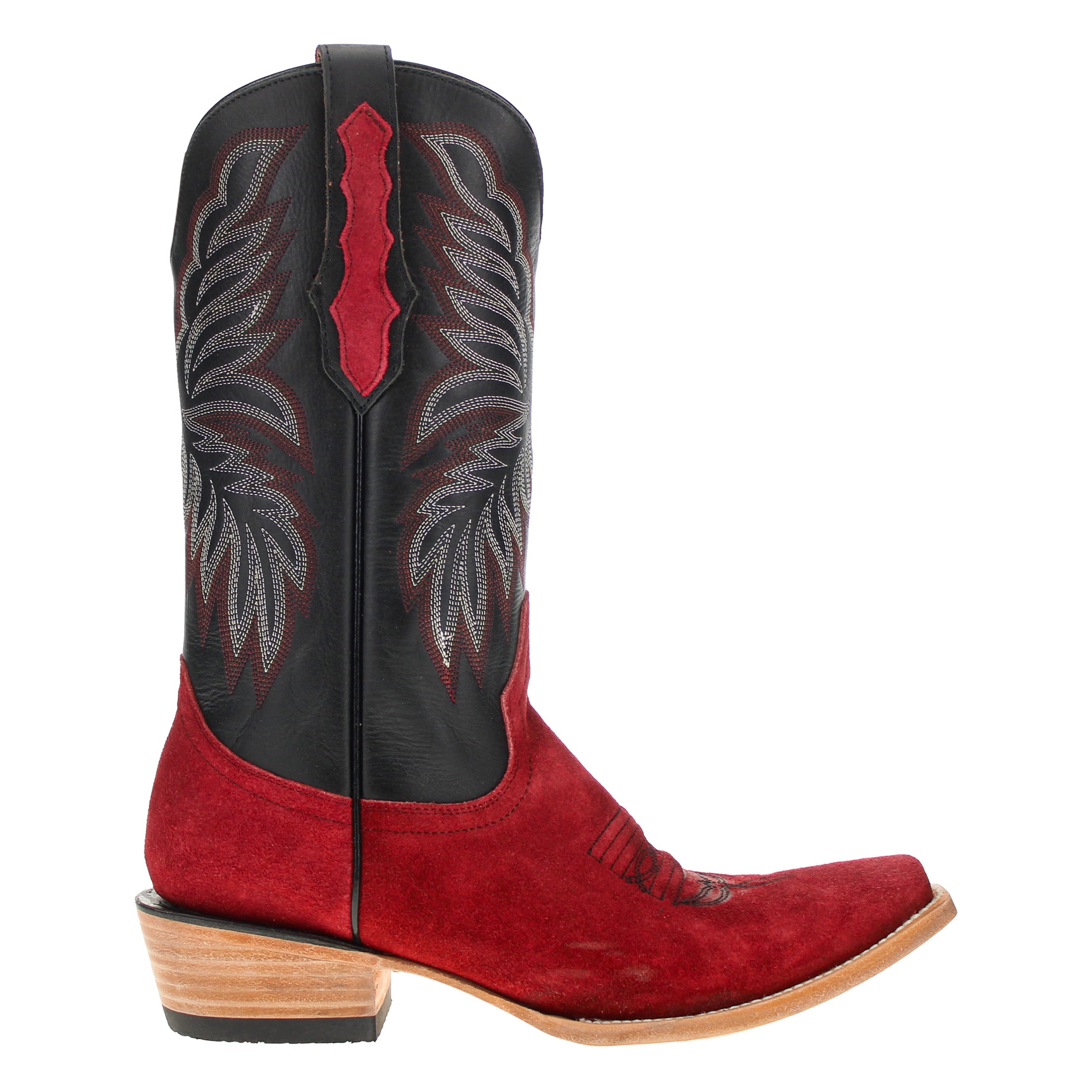 Men's Red Suede Vamp JW Toe Cowboy Boots by Vaccari