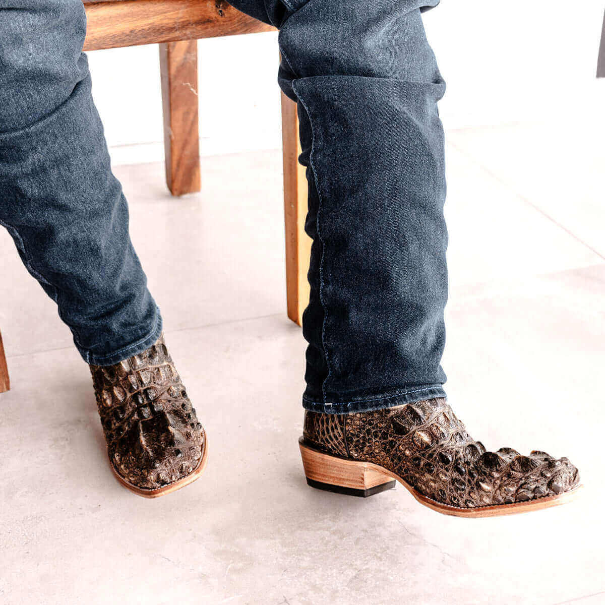 Men's Natural American Alligator Cowboy Boots Ryder by Vaccari Core