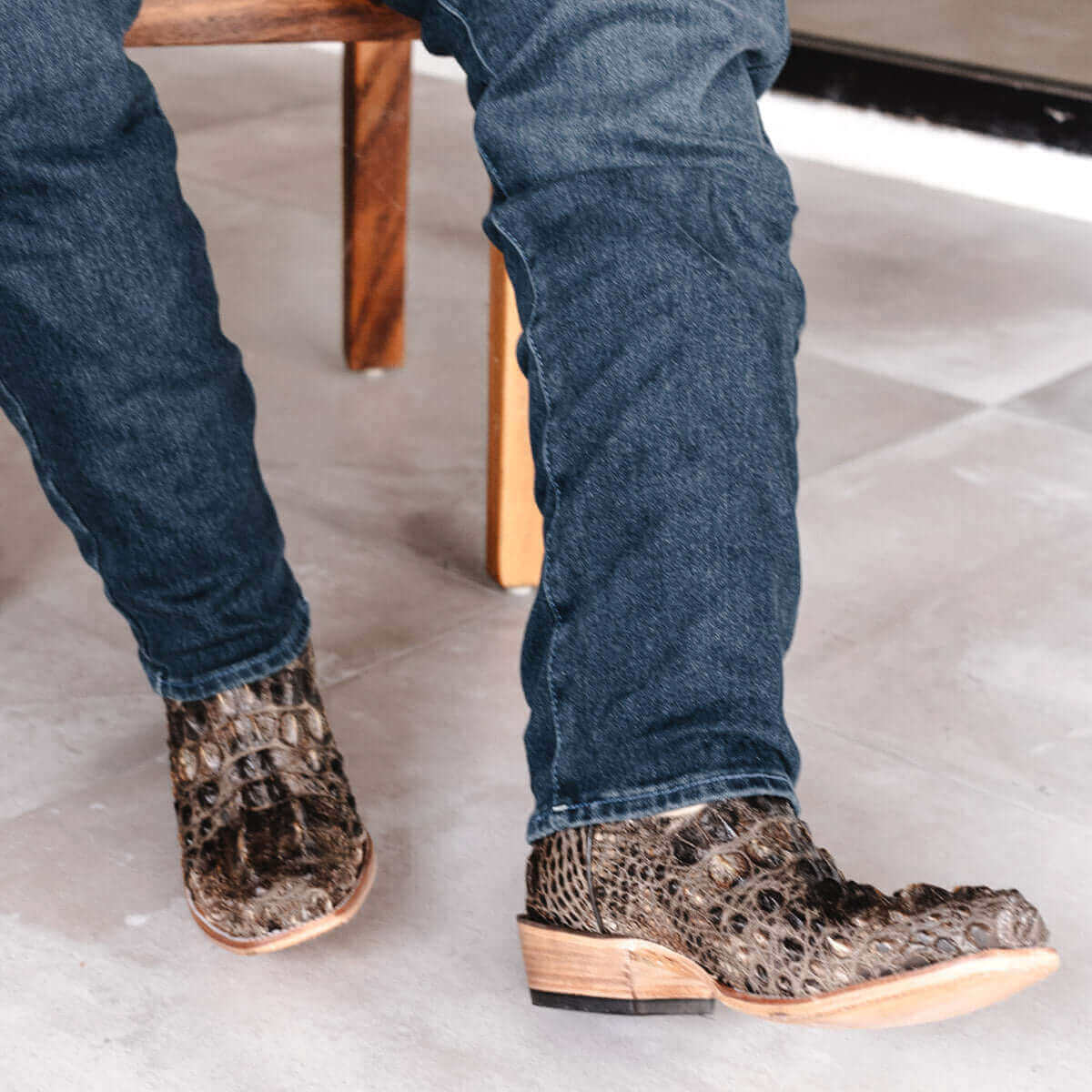 Men's Natural American Alligator Cowboy Boots Ryder by Vaccari Core