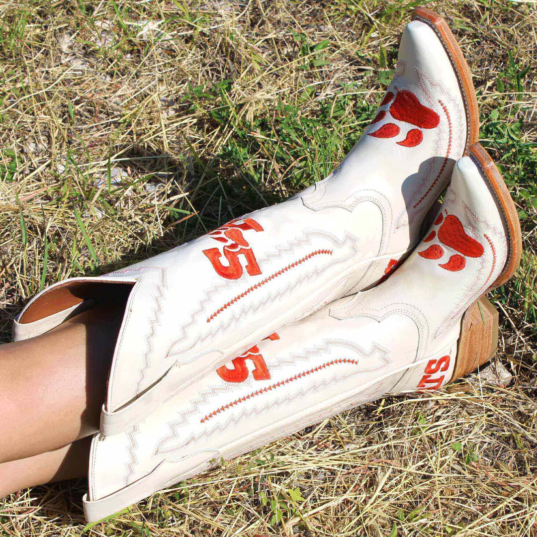 Women's Sam Houston State University Bone Snip Toe Cowgirl Boots Naomi by Vaccari