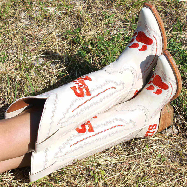Women's Sam Houston State University Bone Snip Toe Cowgirl Boots Naomi by Vaccari