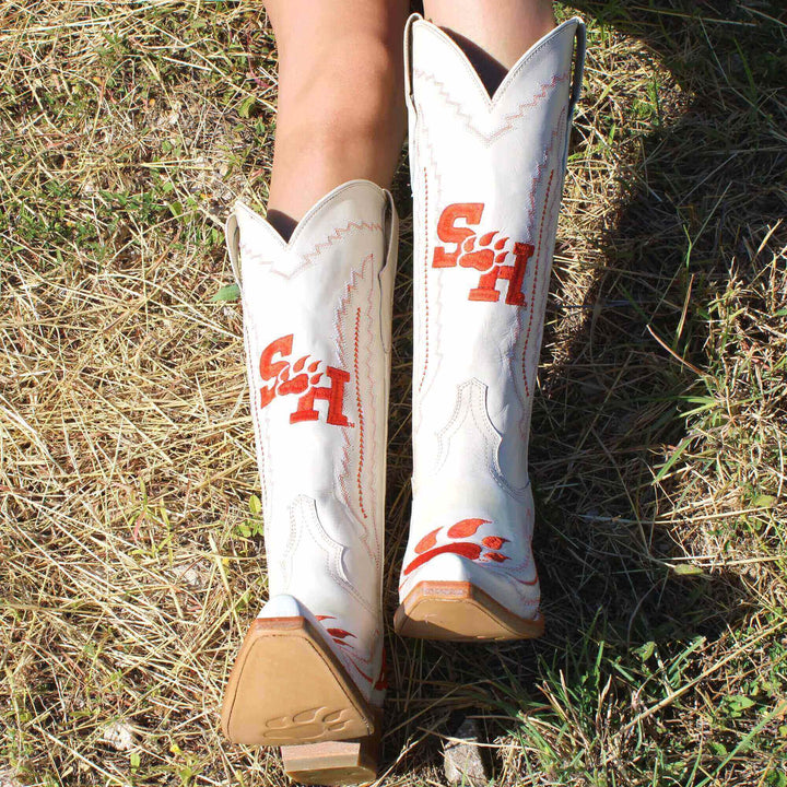 Women's Sam Houston State University Bone Snip Toe Cowgirl Boots Naomi by Vaccari
