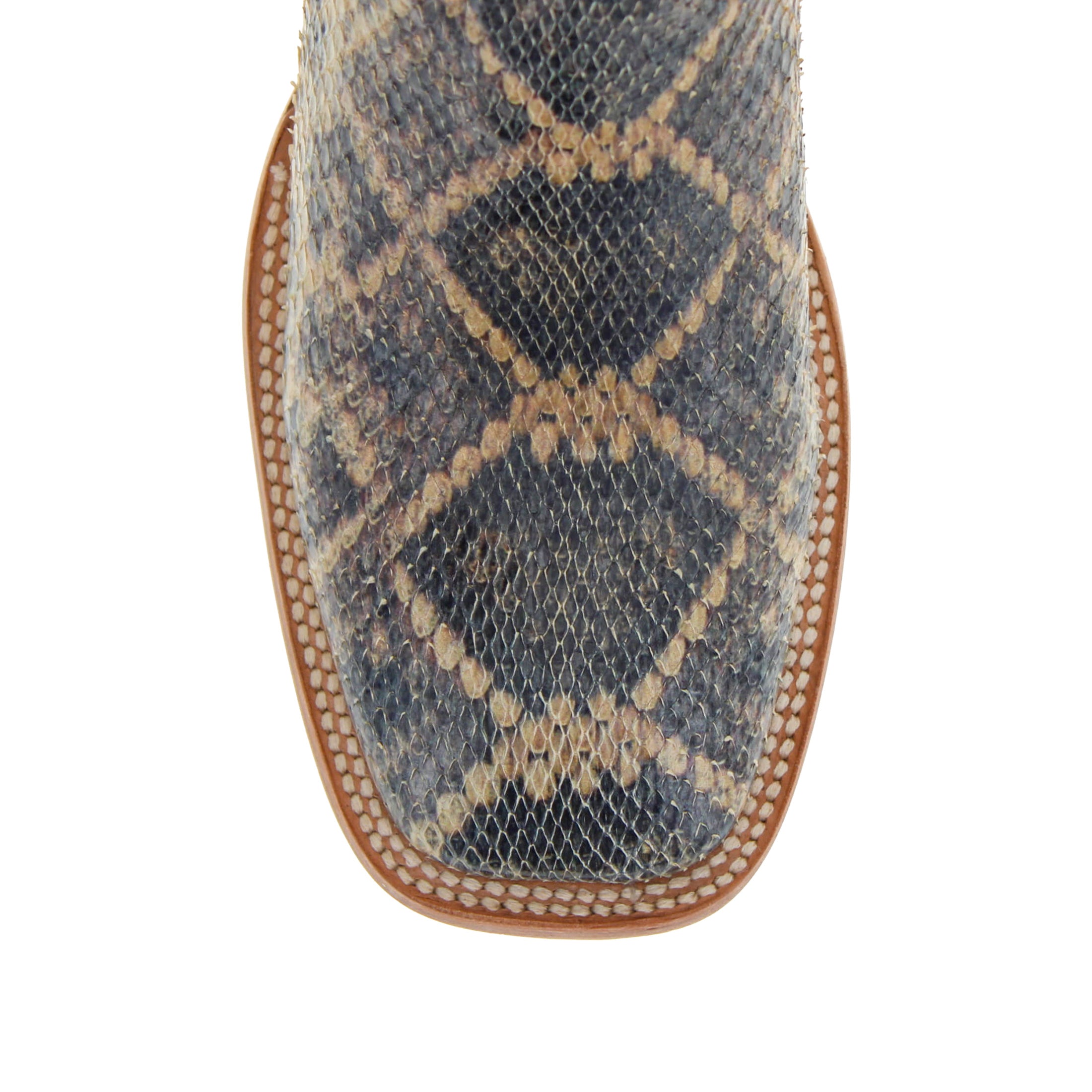 Men's Beige Python with Rattlesnake Overlay Square Toe Cowboy Boots by Vaccari