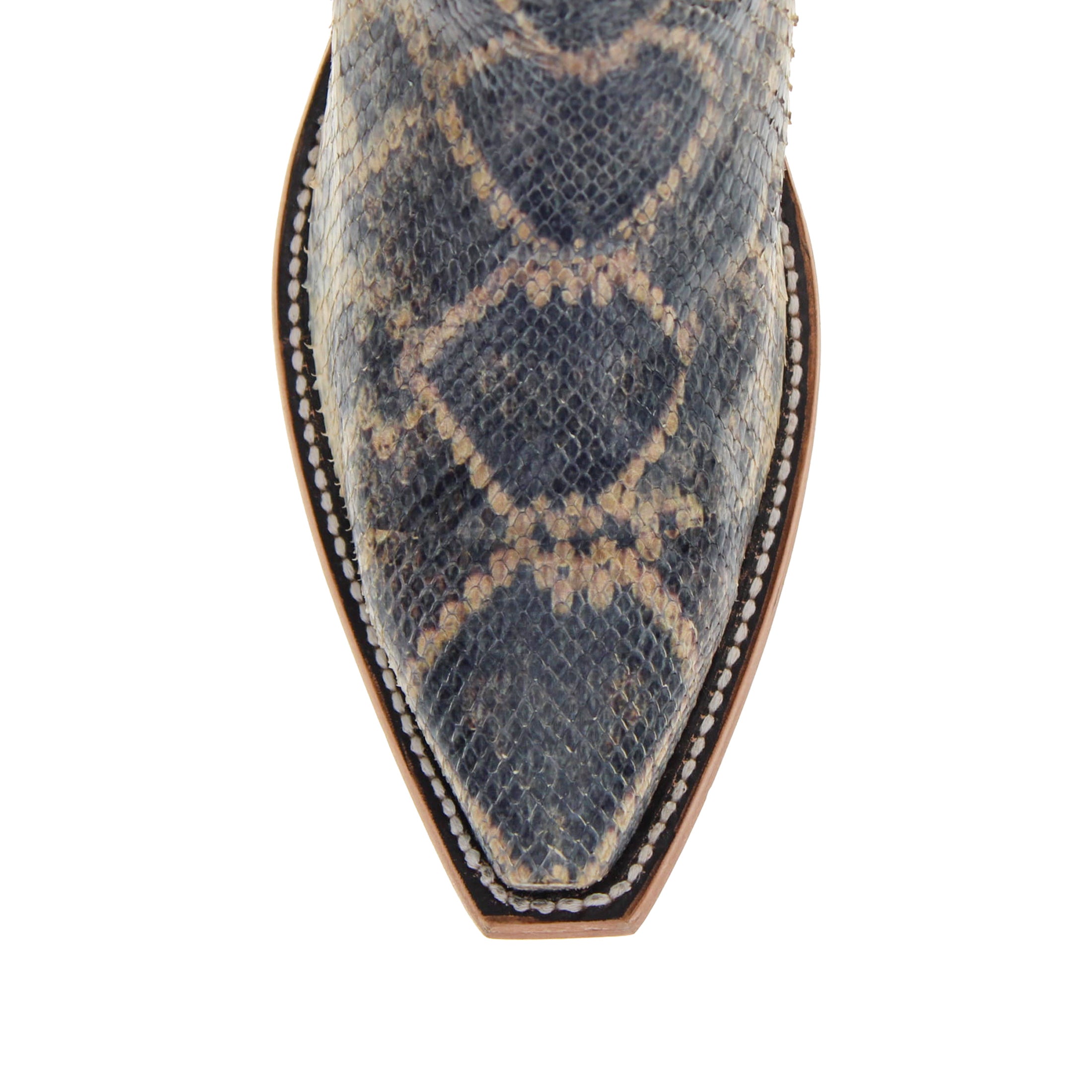 Men's Beige Python with Rattlesnake Overlay Snip Toe Cowboy Boots by Vaccari