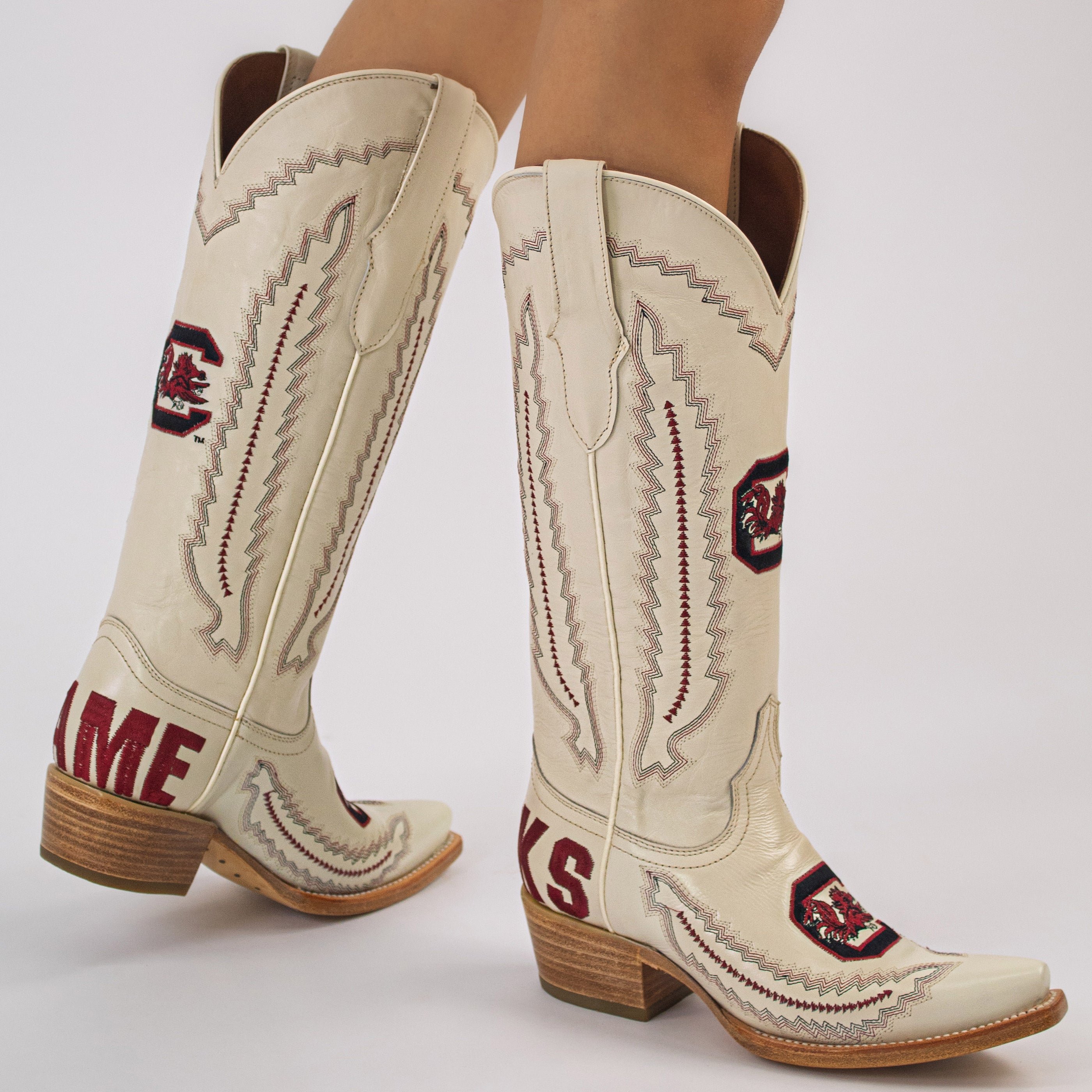 Women's University of South Carolina Bone Cowgirl Boots Naomi by Vaccari University