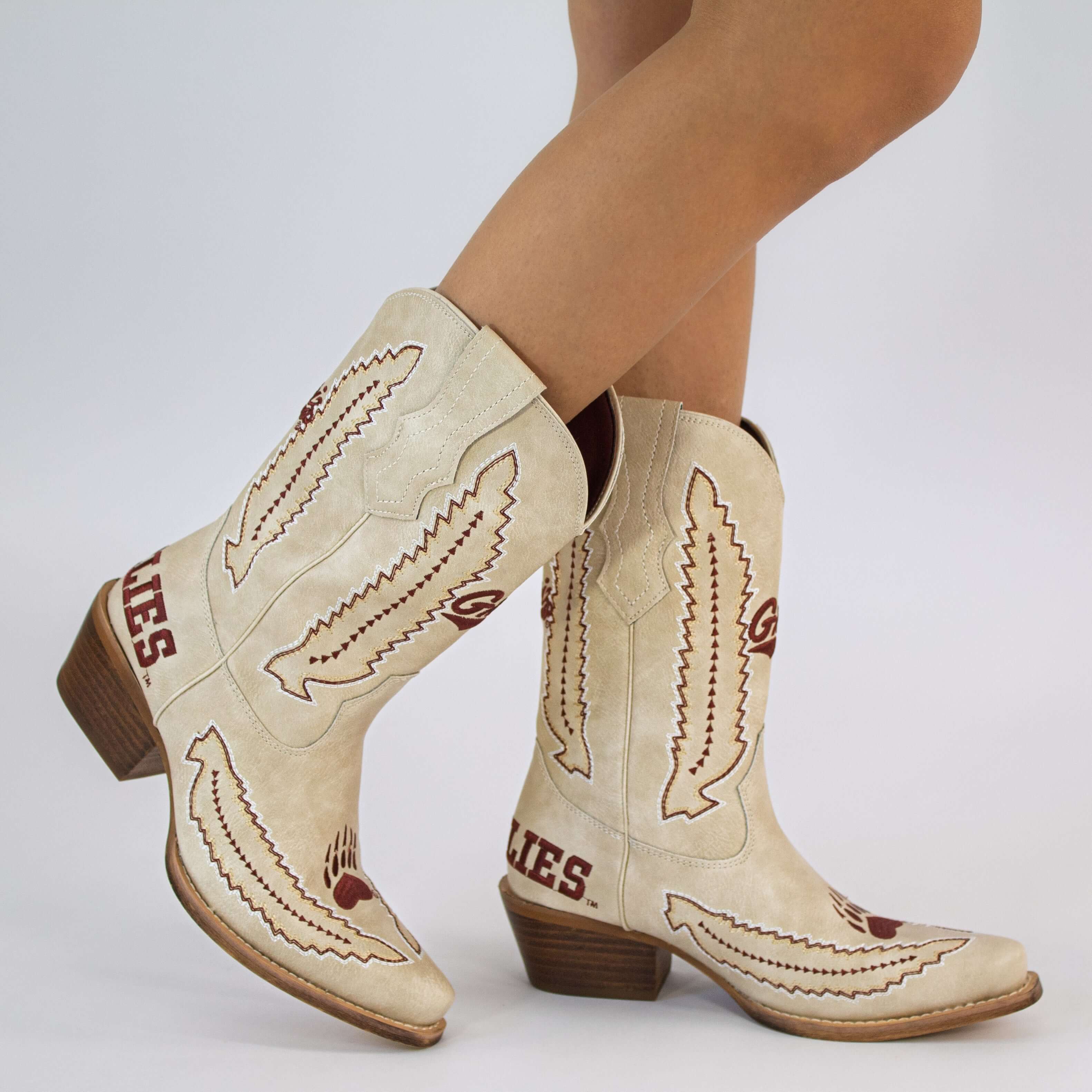 Women's University of Montana Bone Cowgirl Boot Mimi by V by Vaccari