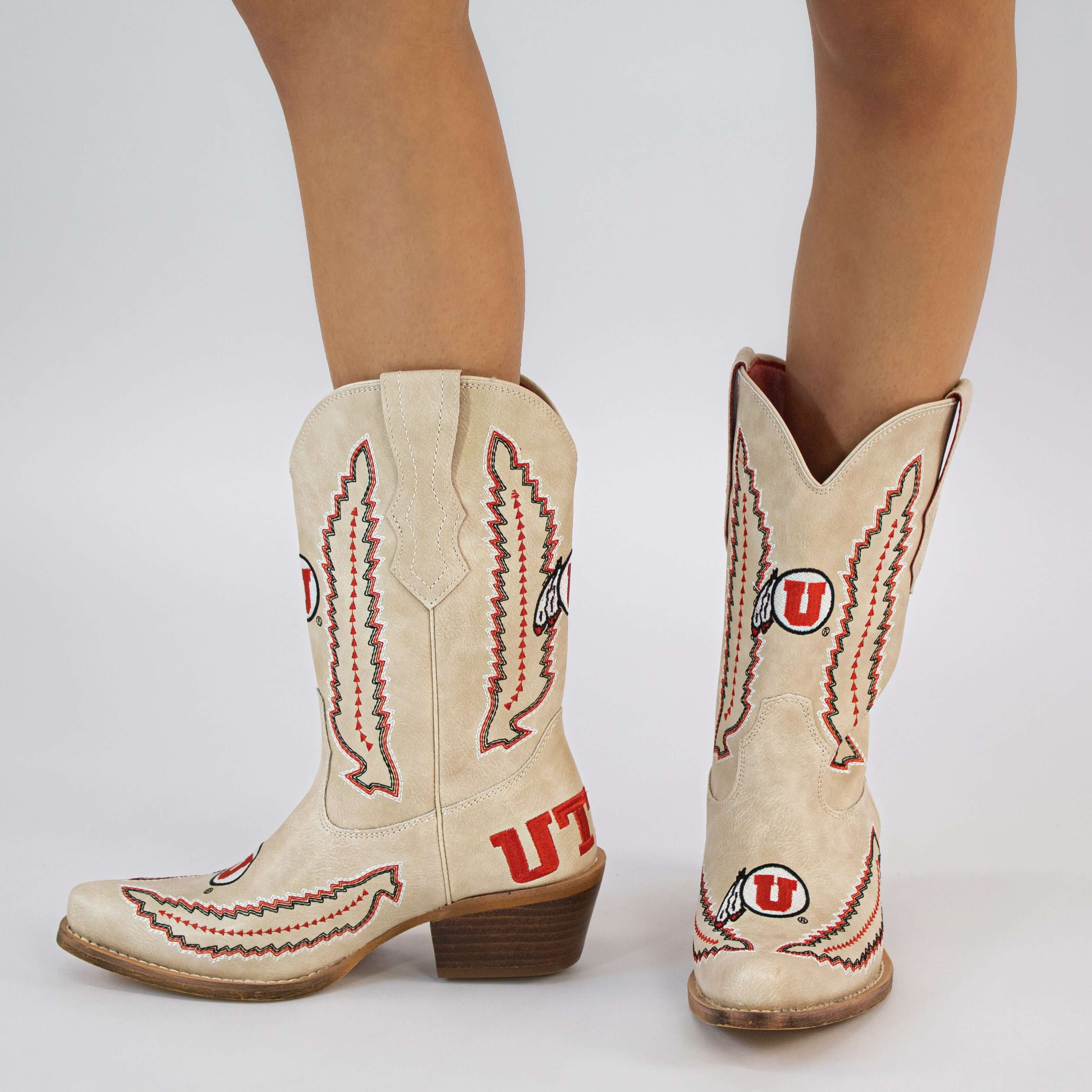 Women's University of Utah Bone Cowgirl Boot Mimi by V by Vaccari