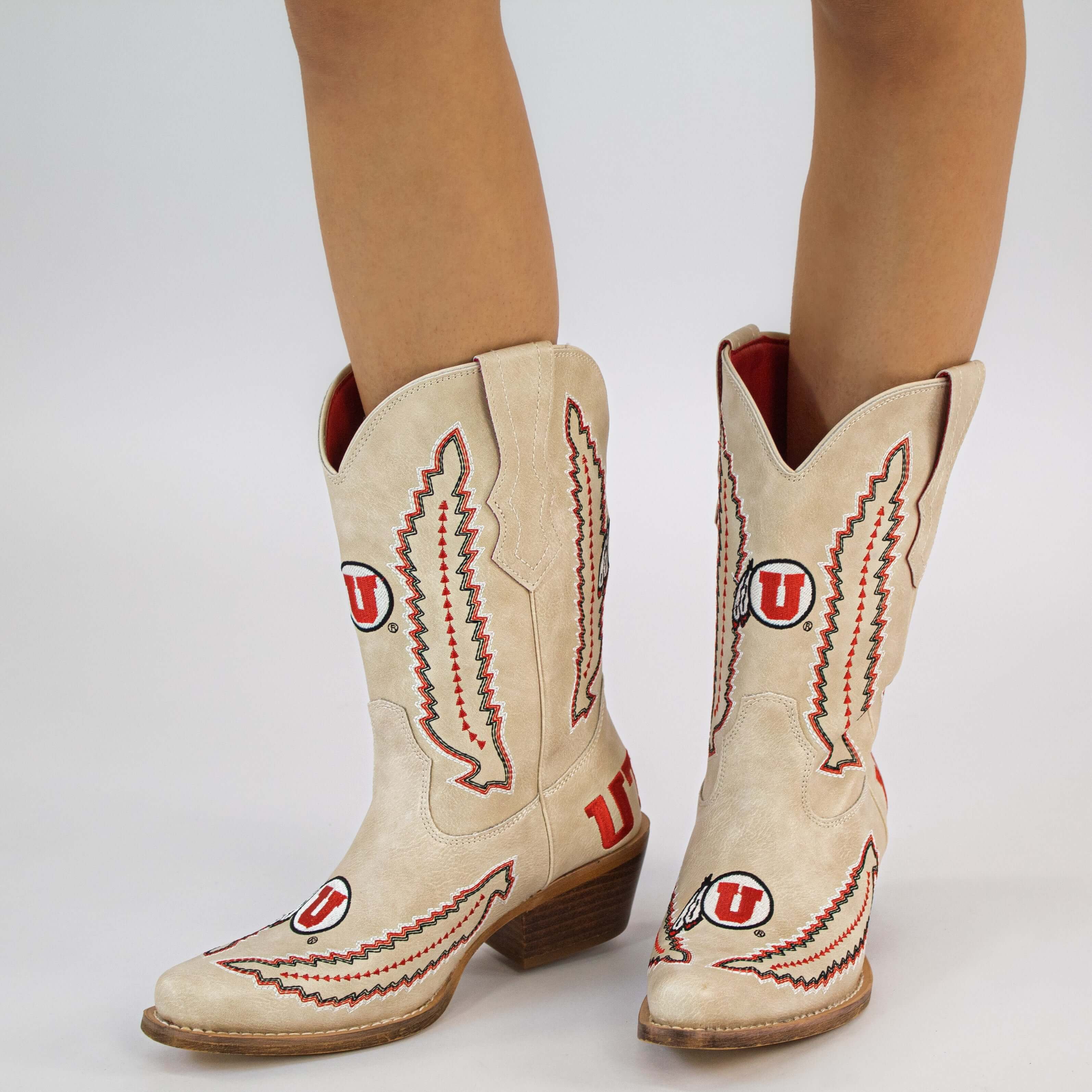 Women's University of Utah Bone Cowgirl Boot Mimi by V by Vaccari