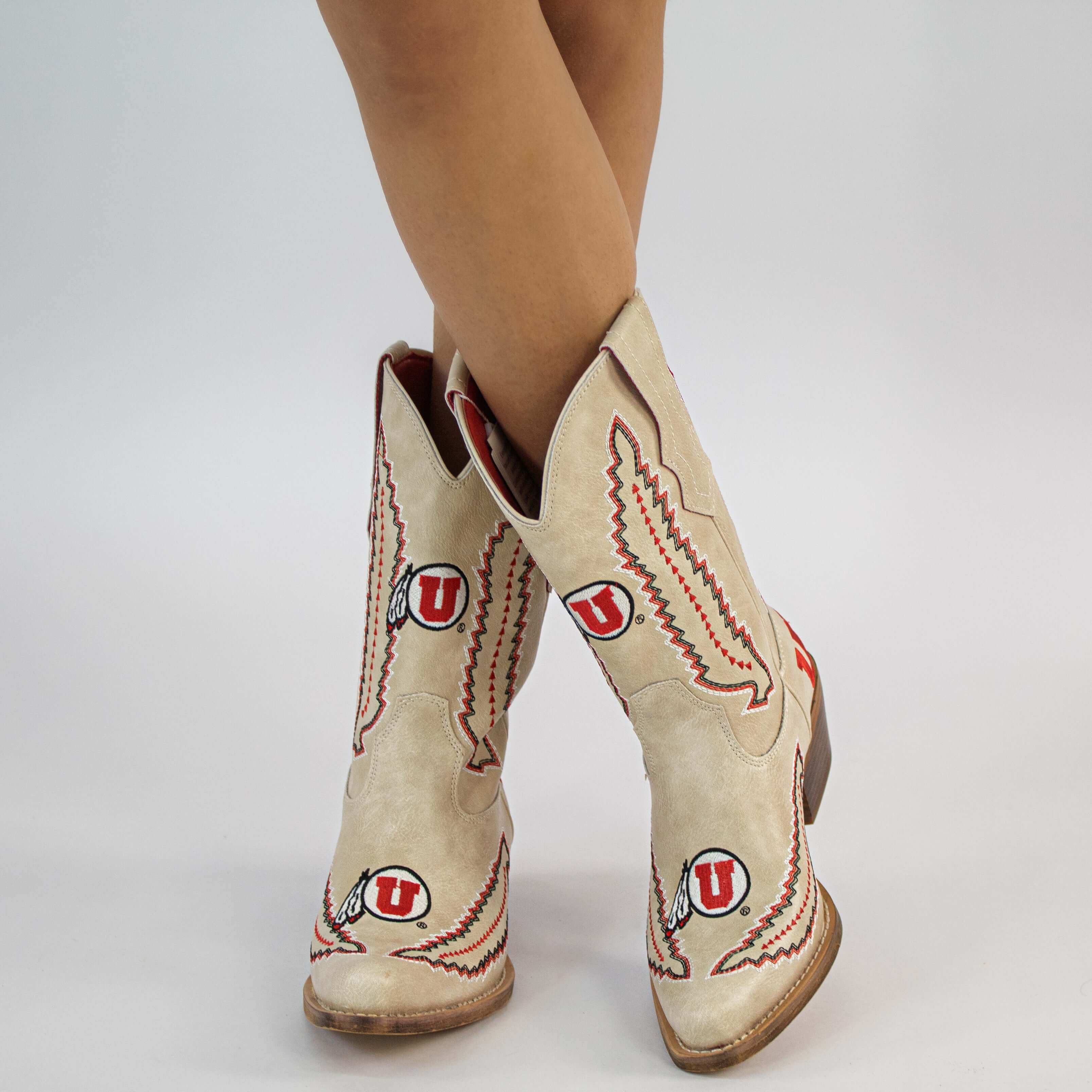 Women's University of Utah Bone Cowgirl Boot Mimi by V by Vaccari