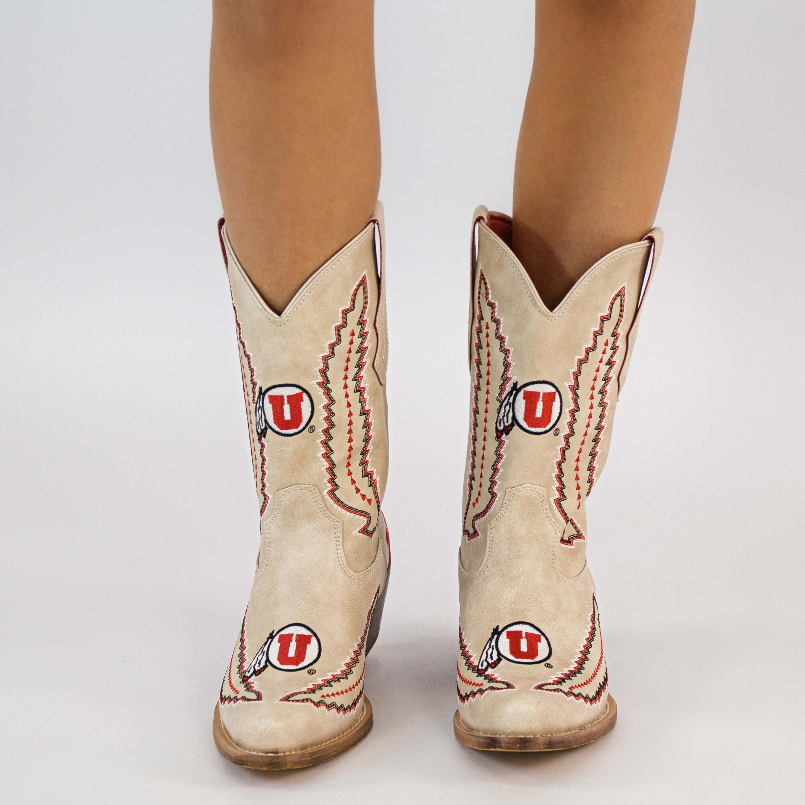 Women's University of Utah Bone Cowgirl Boot Mimi by V by Vaccari