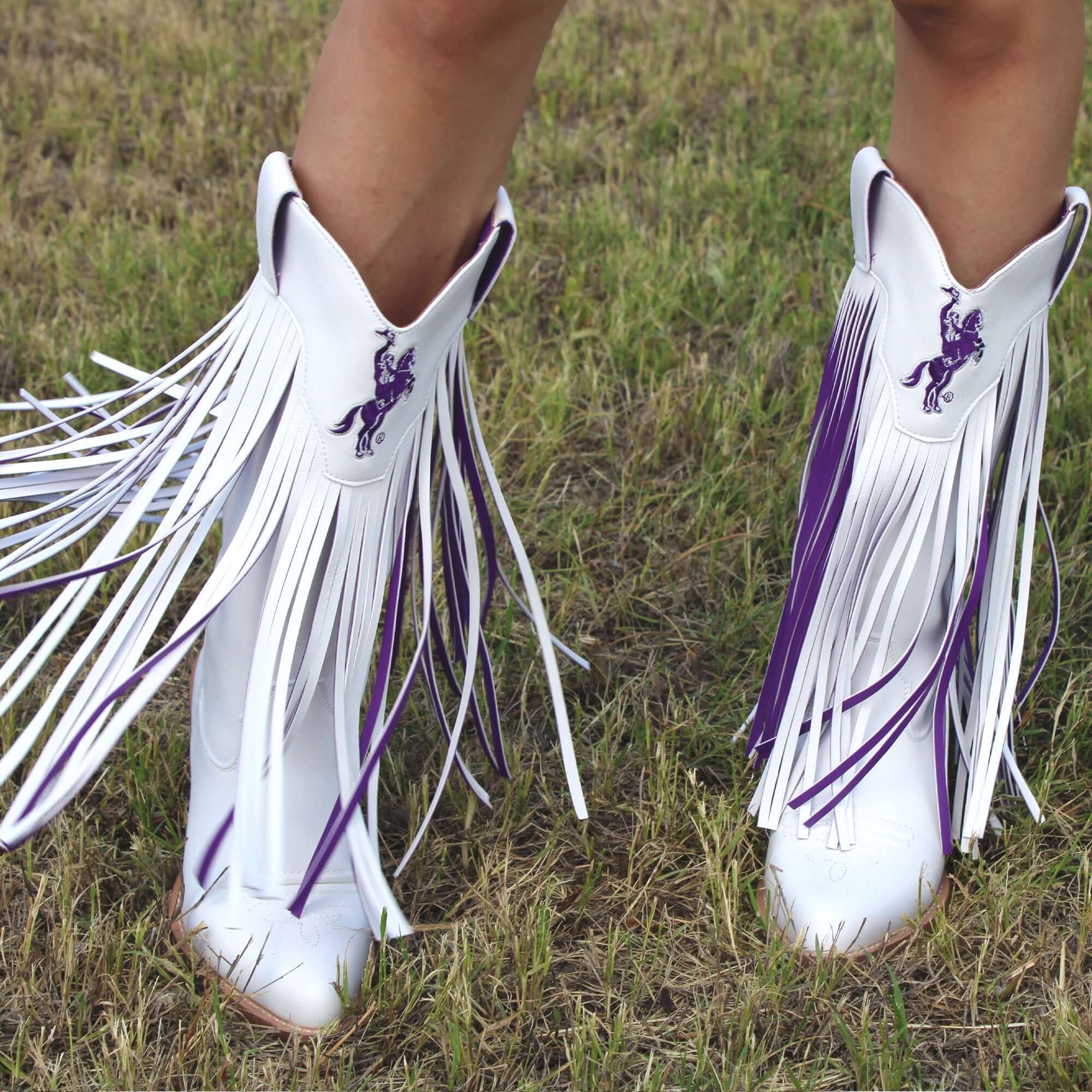 Tarleton State University Kacey White Fringe Boot by V By Vaccari