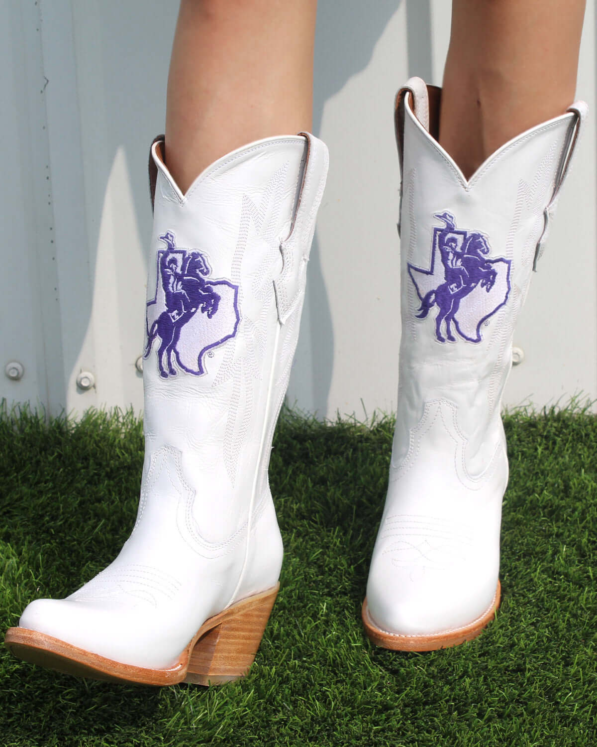 Women's Tarleton State University White Boots Leighton By Vaccari University