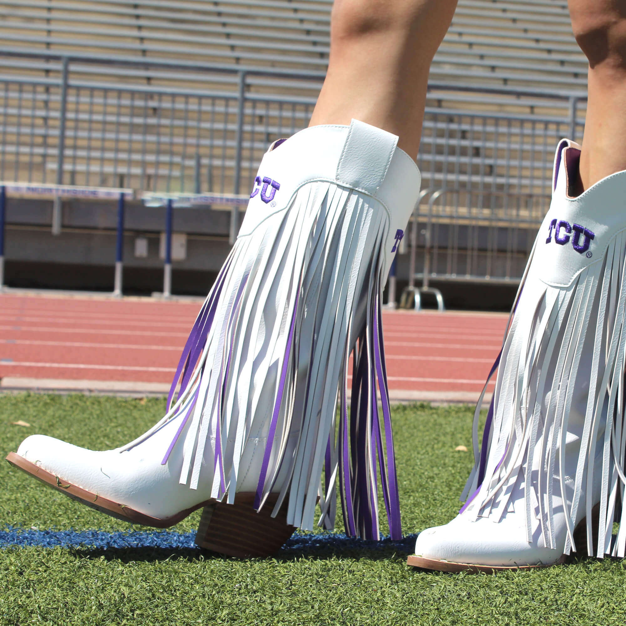 Texas Christian University Kacey White Fringe Boot By V By Vaccari