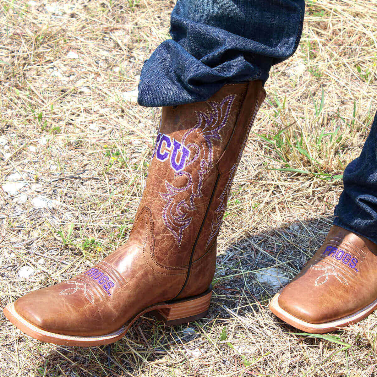Men's TCU Tan Cowboy Boots Luke by Vaccari University
