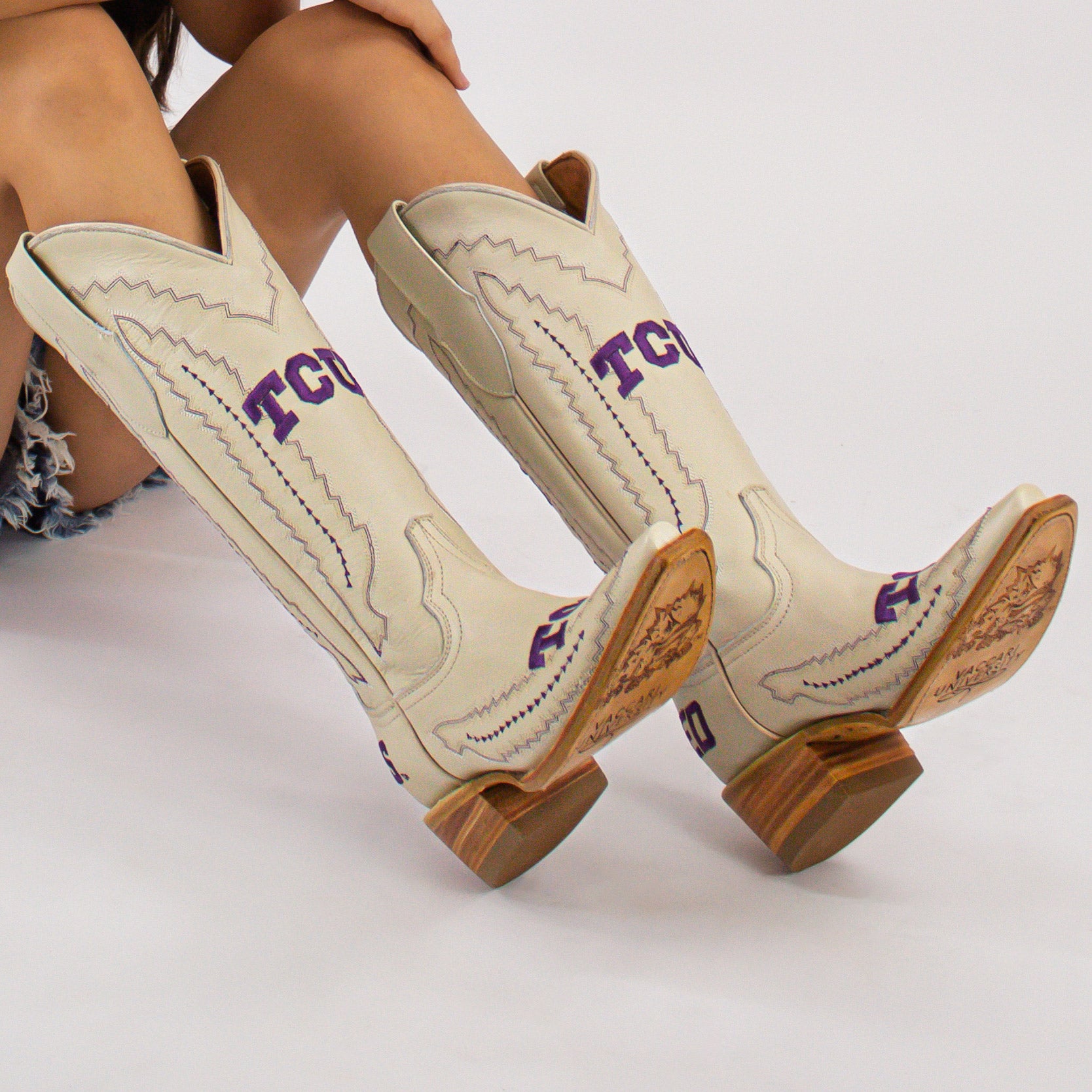 Women's Texas Christan University Bone Cowgirl Boots Naomi by Vaccari University