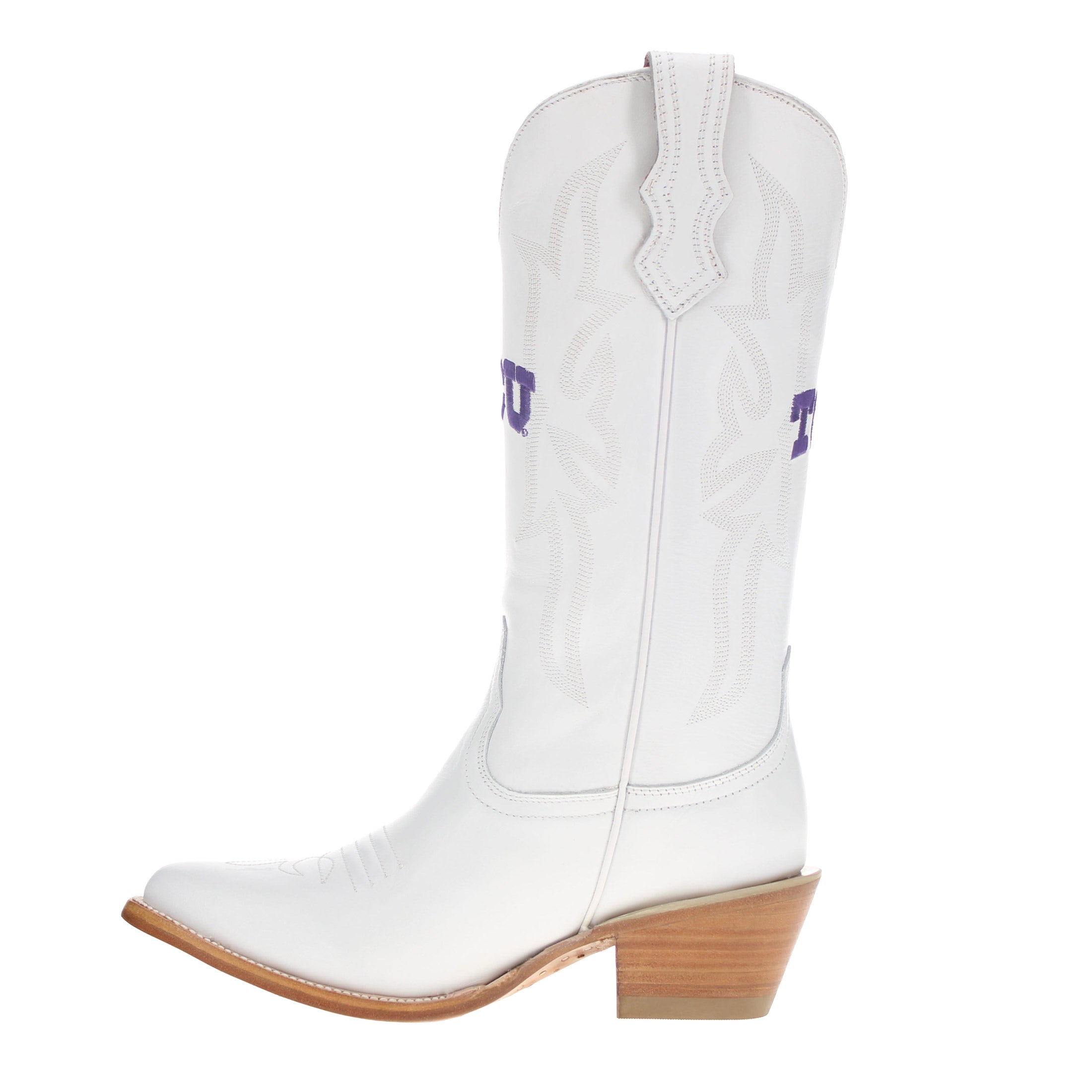 Women's Texas Christan University White Cowgirl Boots Leighton by Vaccari University
