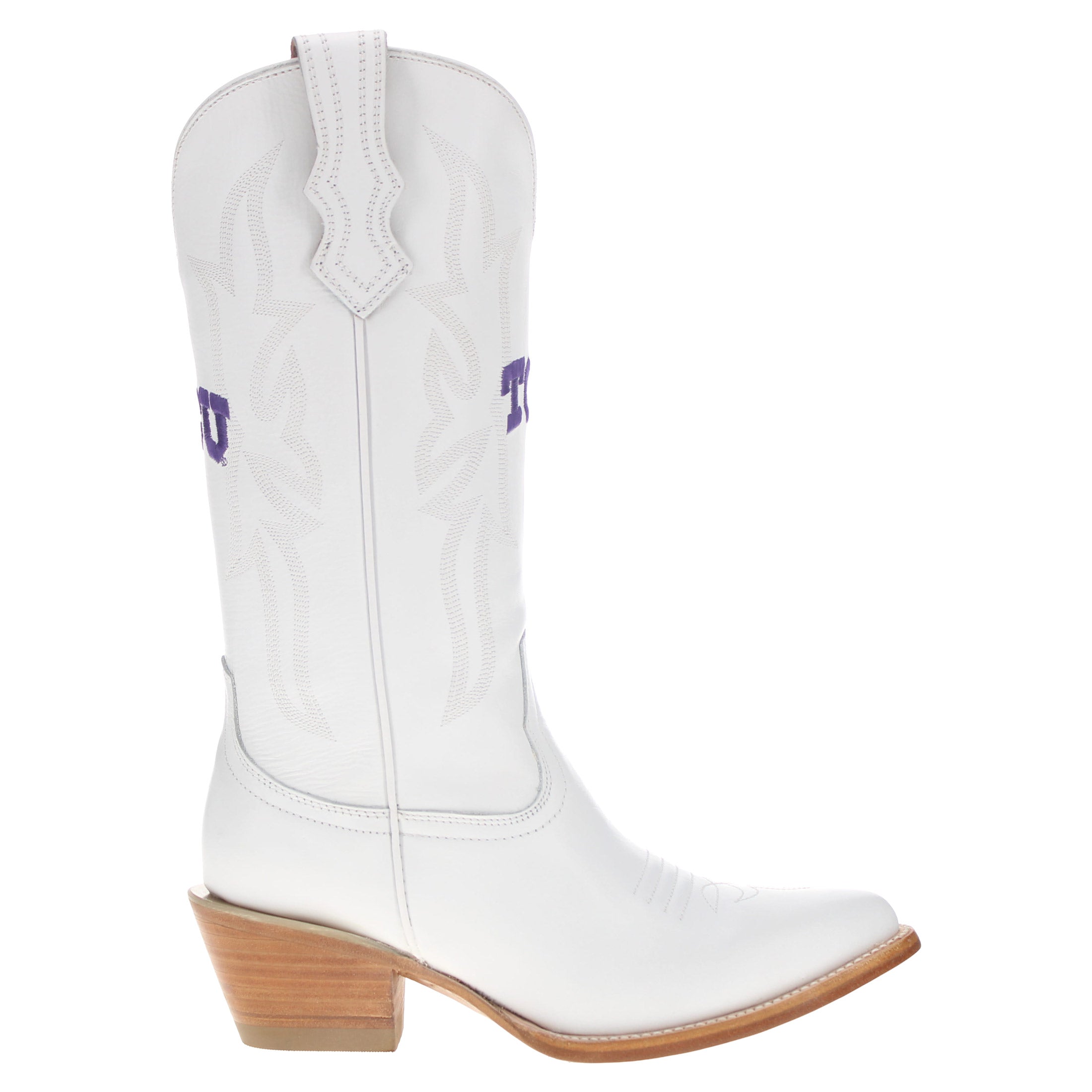 Women's Texas Christan University White Cowgirl Boots Leighton by Vaccari University