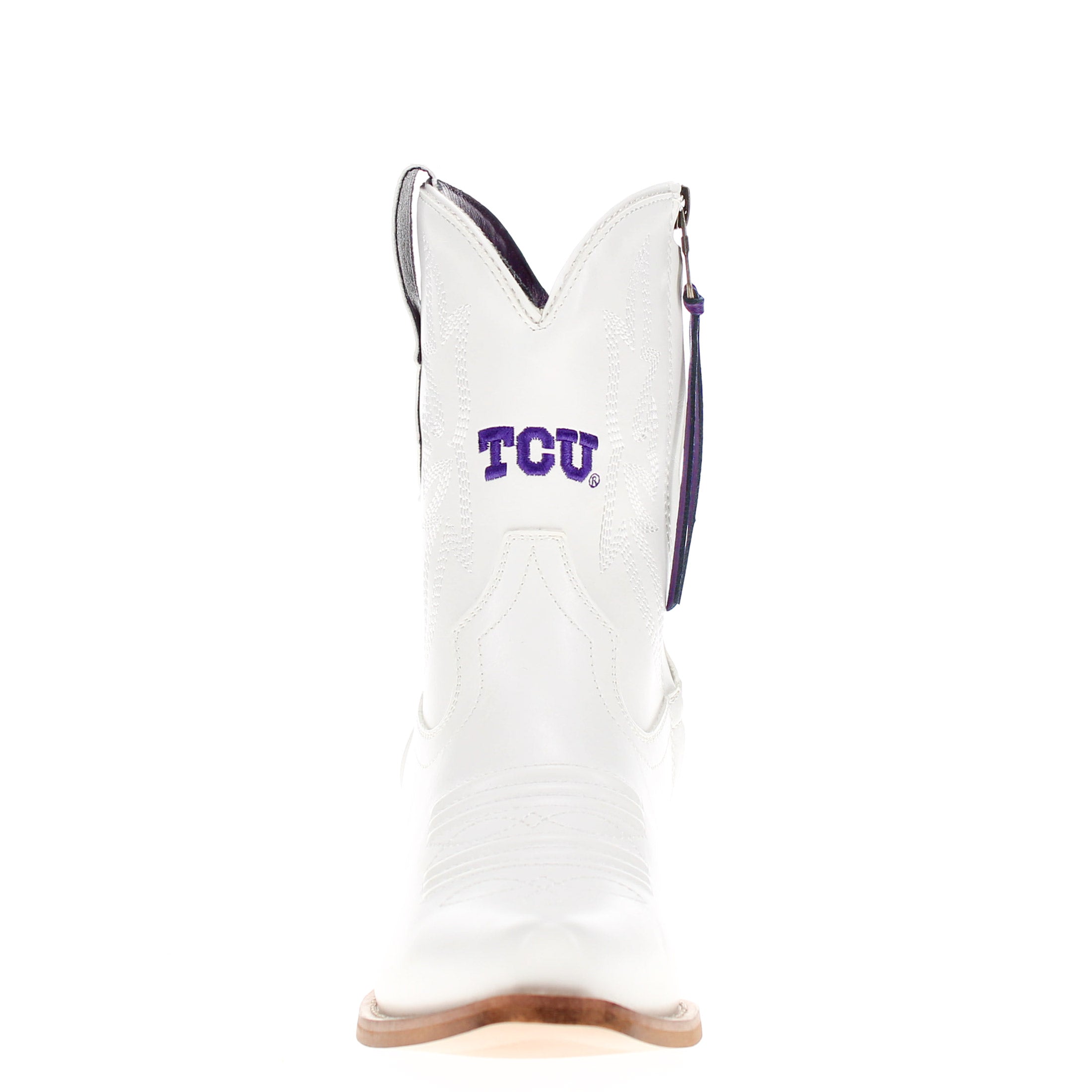 Women's Texas Christian University White Cowgirl Boots with Color Tassel Lynn by V by Vaccari