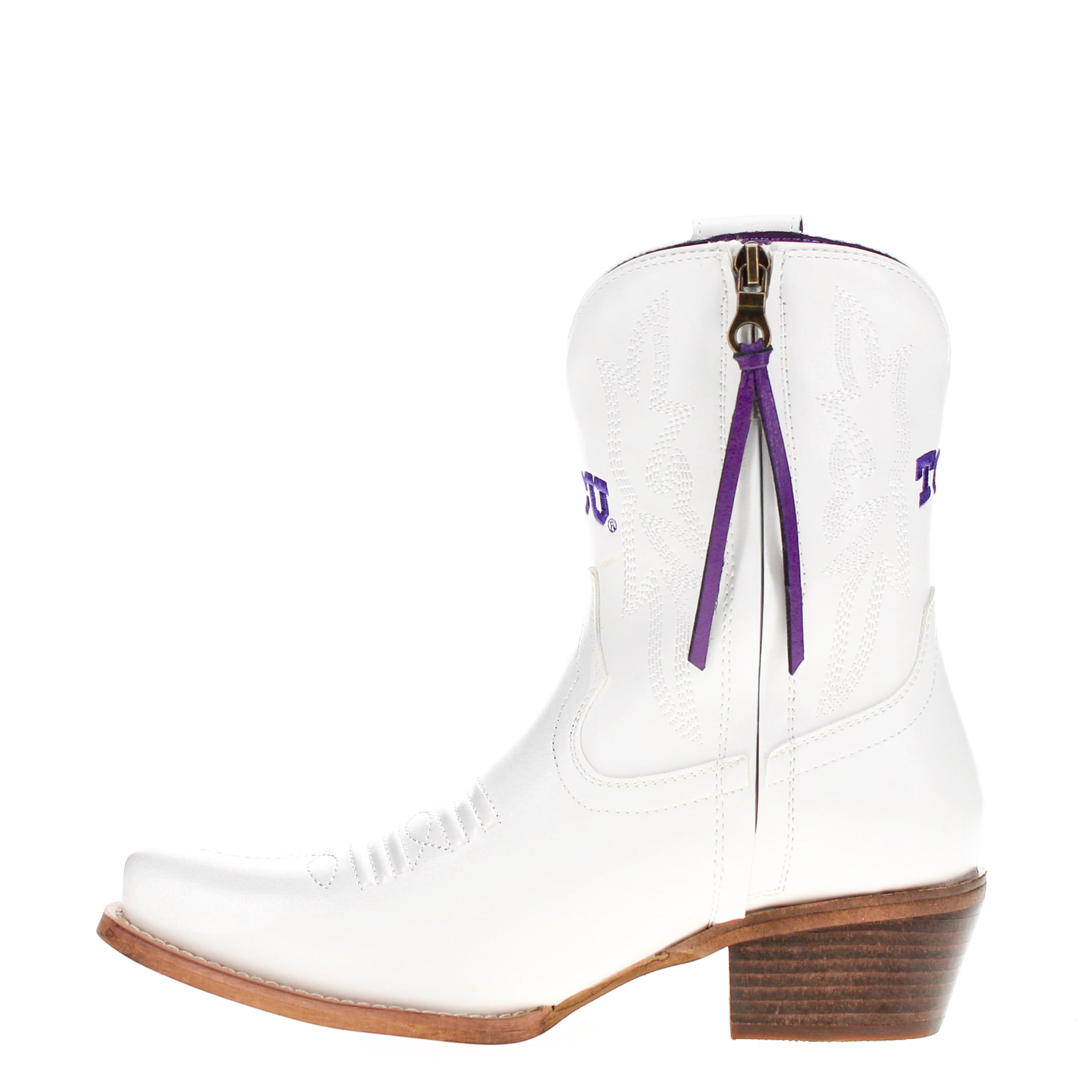 Women's Texas Christian University White Cowgirl Boots with Color Tassel Lynn by V by Vaccari