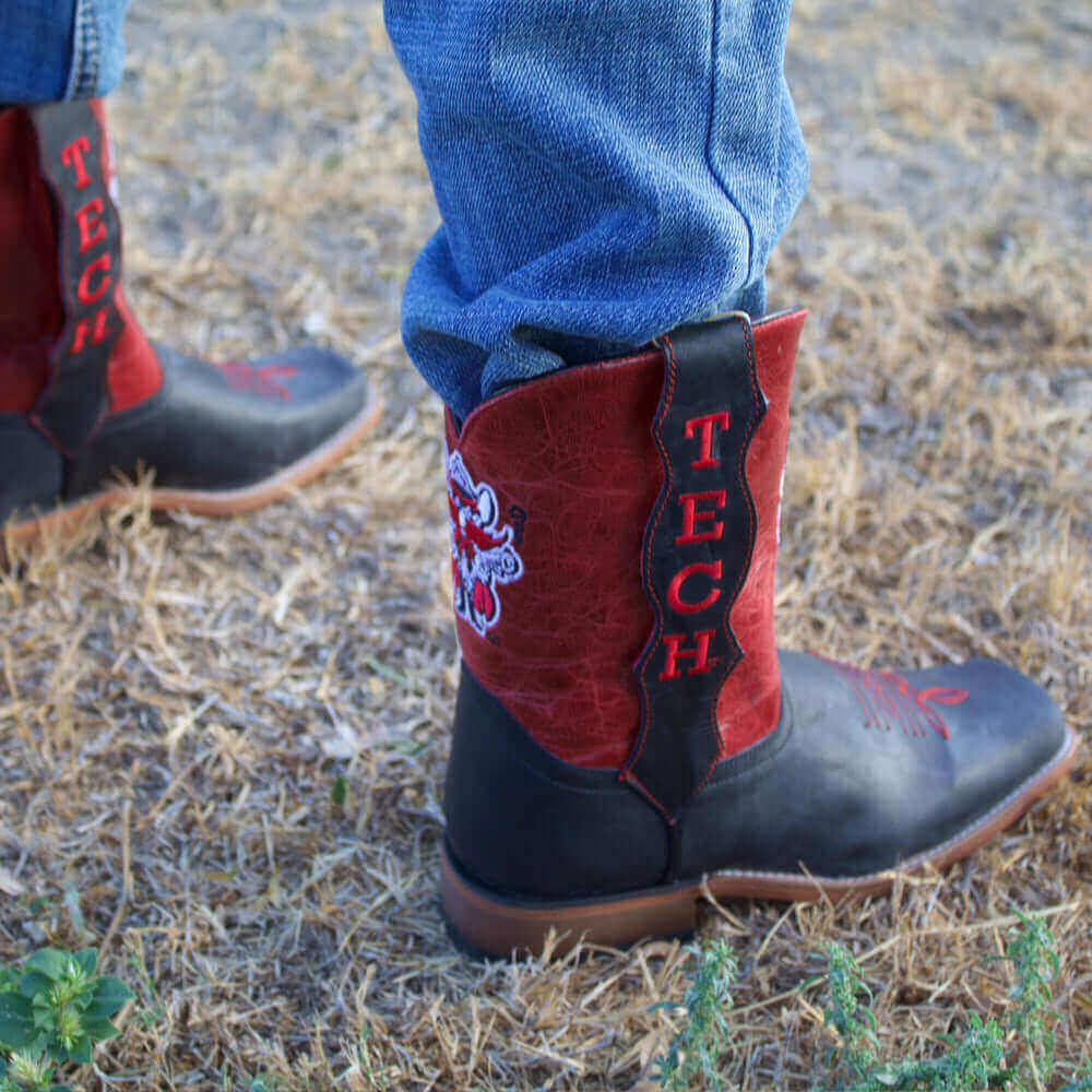 Kid's Texas Tech Red and Black Cowboy Boots by Vaccari University