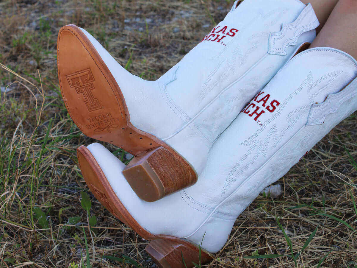 Women's Texas Tech White Cowgirl Boots Leighton by Vaccari University