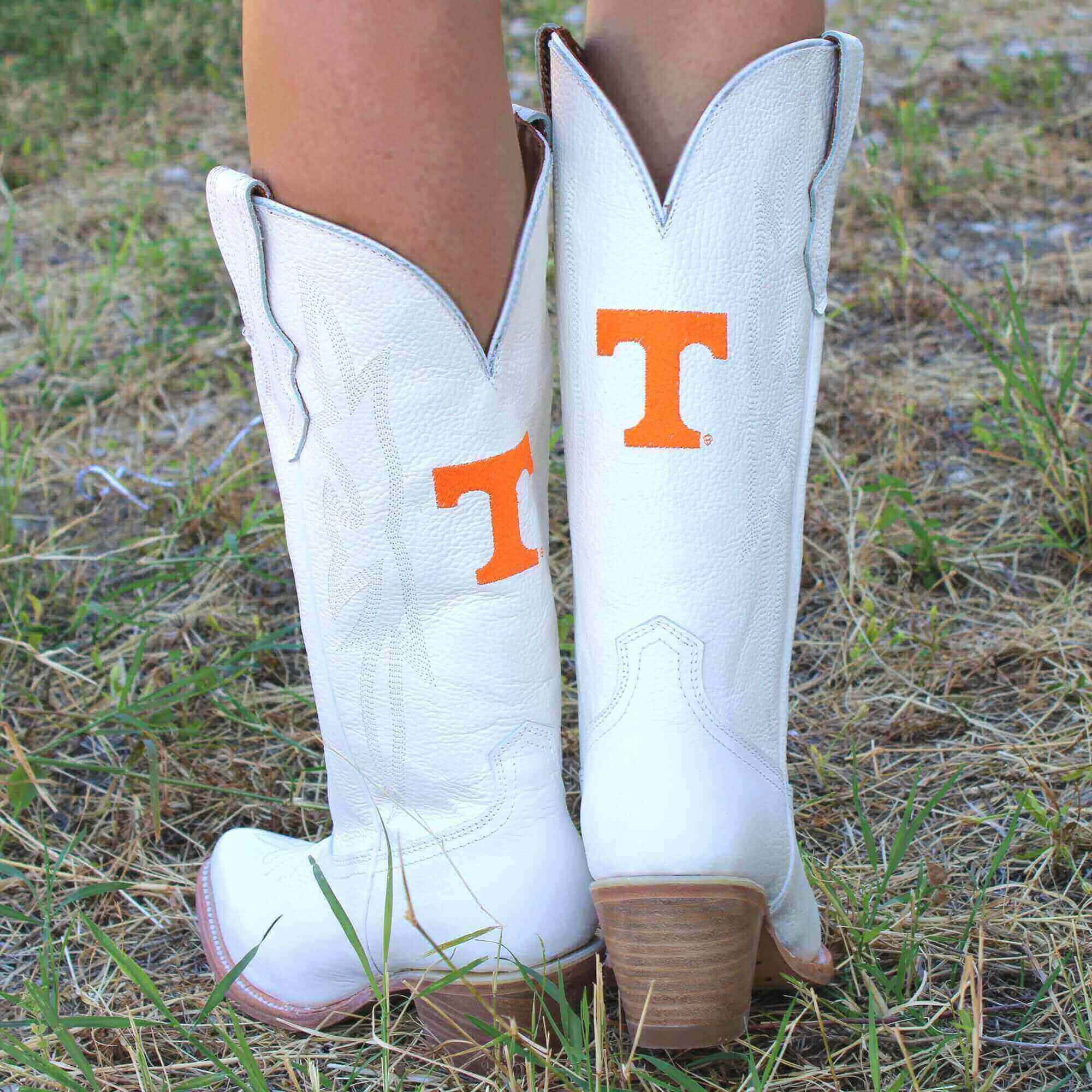 Women's University of Tennessee All White Pointed Toe Cowgirl Boots Leighton Vaccari University