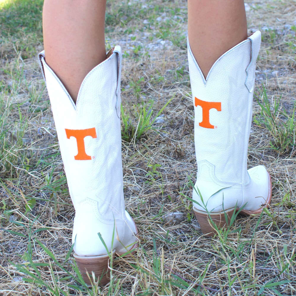 Women's University of Tennessee All White Pointed Toe Cowgirl Boots Leighton Vaccari University