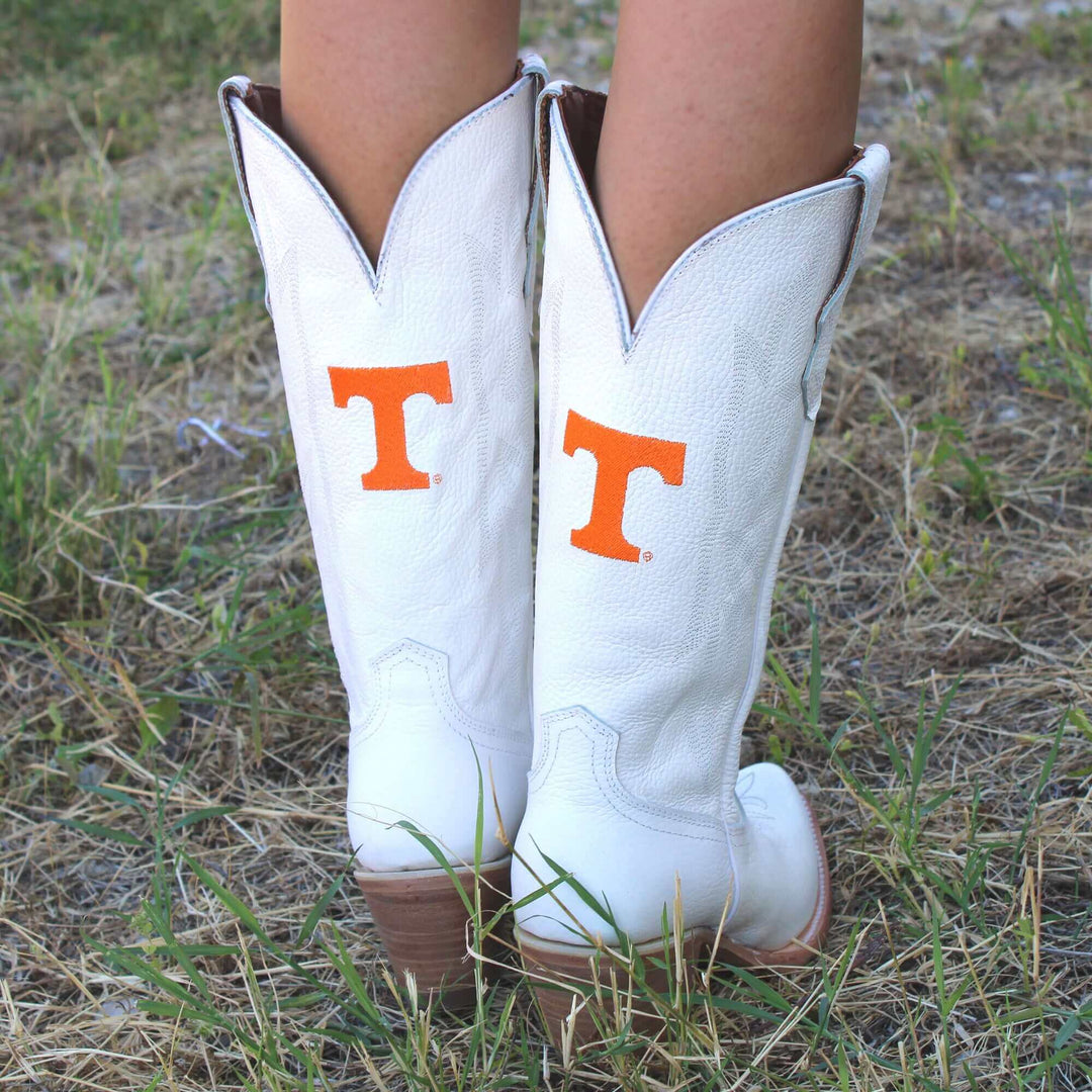 Women's University of Tennessee All White Pointed Toe Cowgirl Boots Leighton Vaccari University