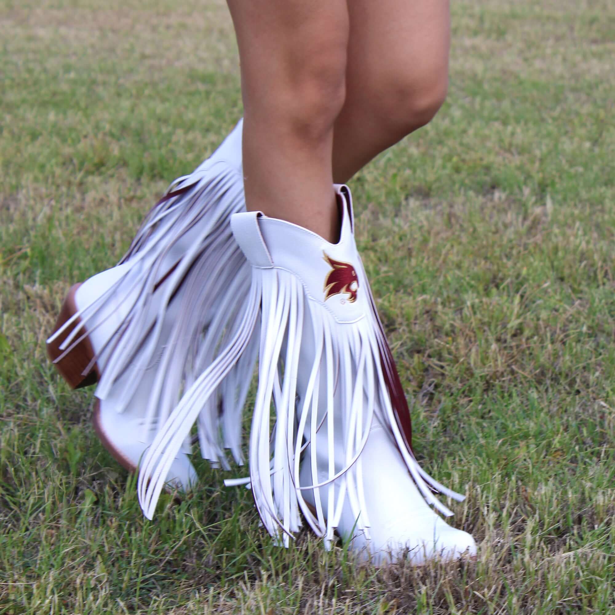 Texas State University Kacey White Fringe Boot By V By Vaccari