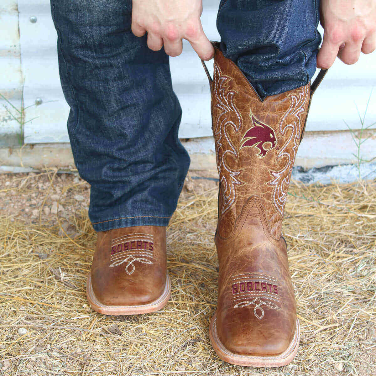 Men's Texas State Tan Cowboy Boots Luke by Vaccari University