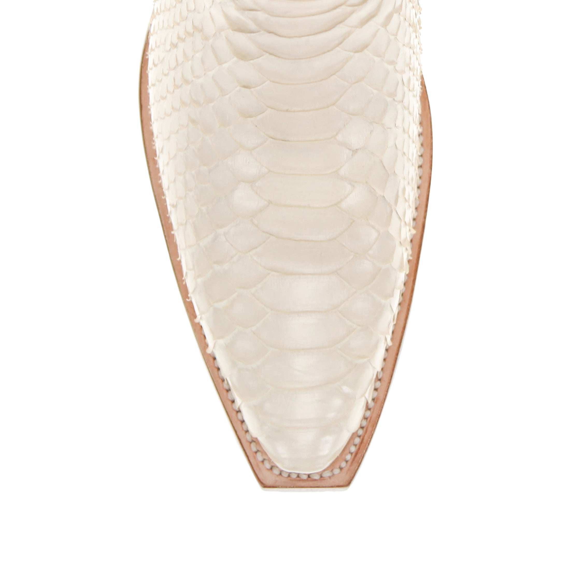 Women's Full Bone Python Snip Toe Cowgirl Boots Pearl by Vaccari