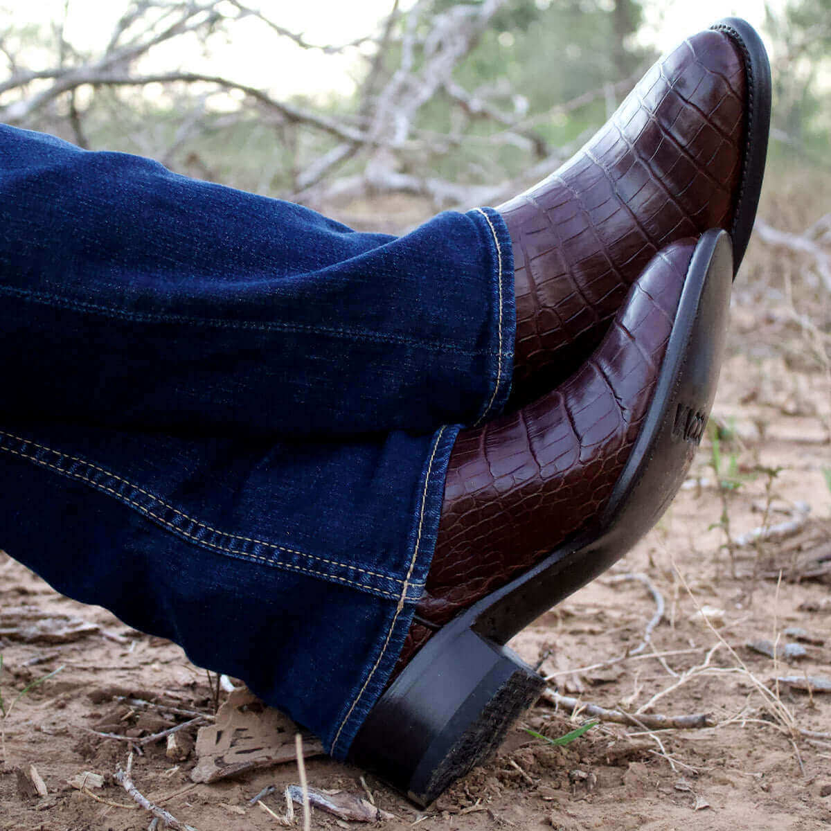 Men's Mocha American Alligator Cowboy Boots Travis by Vaccari Core