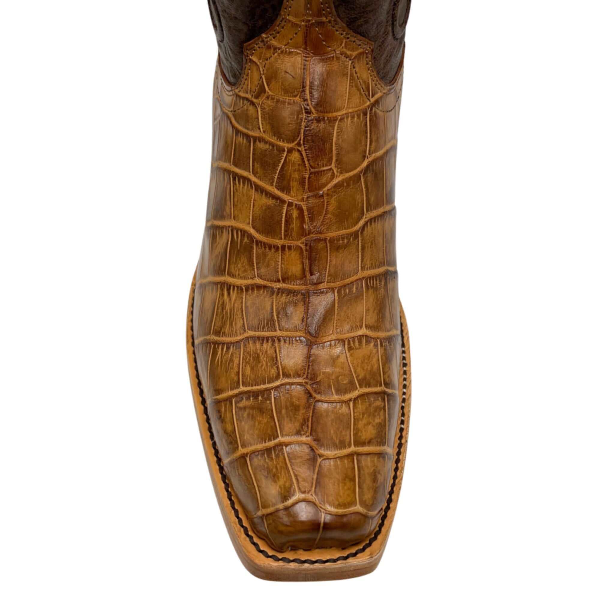Men's University of Oklahoma Sooners Tan American Alligator Belly Cowboy Boots James by Vaccari #select-a-toe_jw
