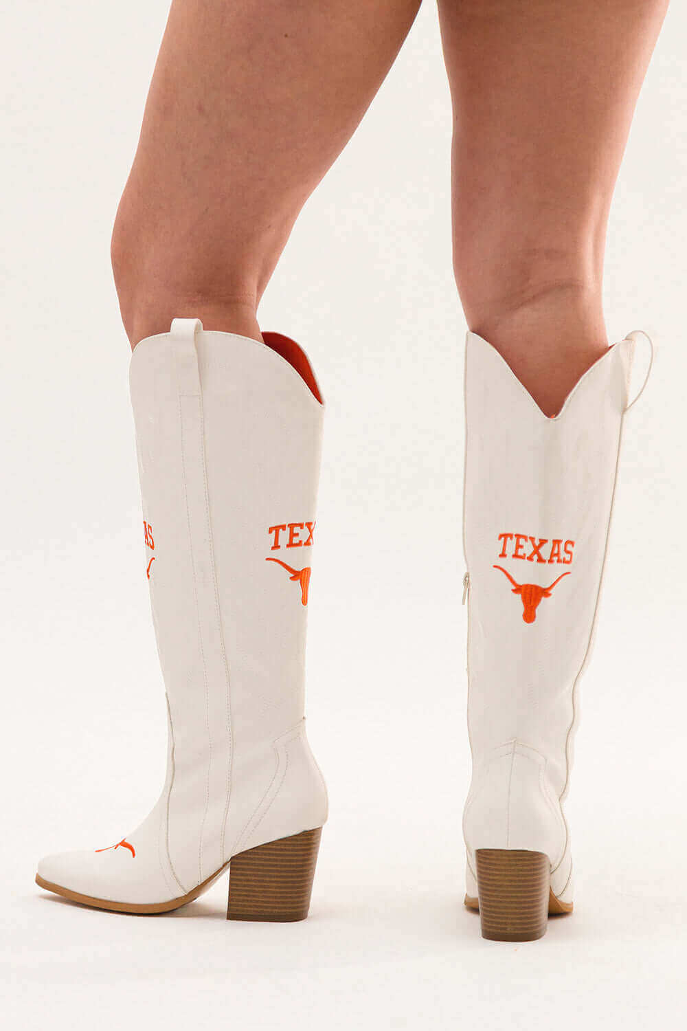 Women's University of Texas Tall White Cowgirl Boots Blair V by Vaccari