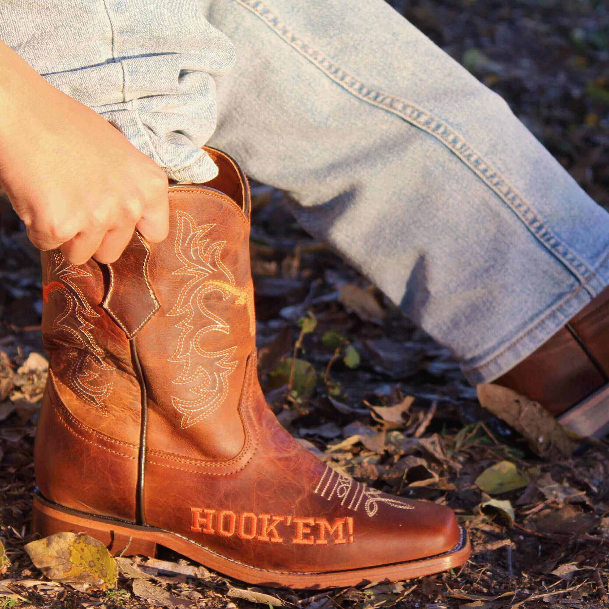 Kid's University of Texas Brown Cowboy Boots by Vaccari University