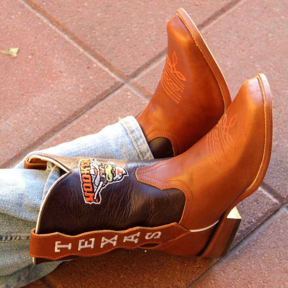 Kid's University of Texas Cognac Cowboy Boots by Vaccari University