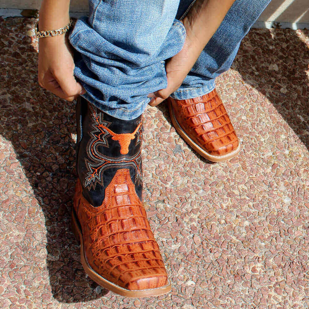 Kid's University of Texas Brown Cowboy Boots by Vaccari University
